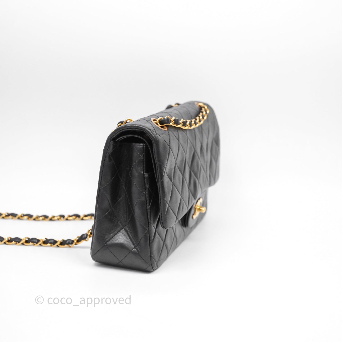 Chanel Classic Vintage Double Flap M/L Black Lambskin Gold Hardware
