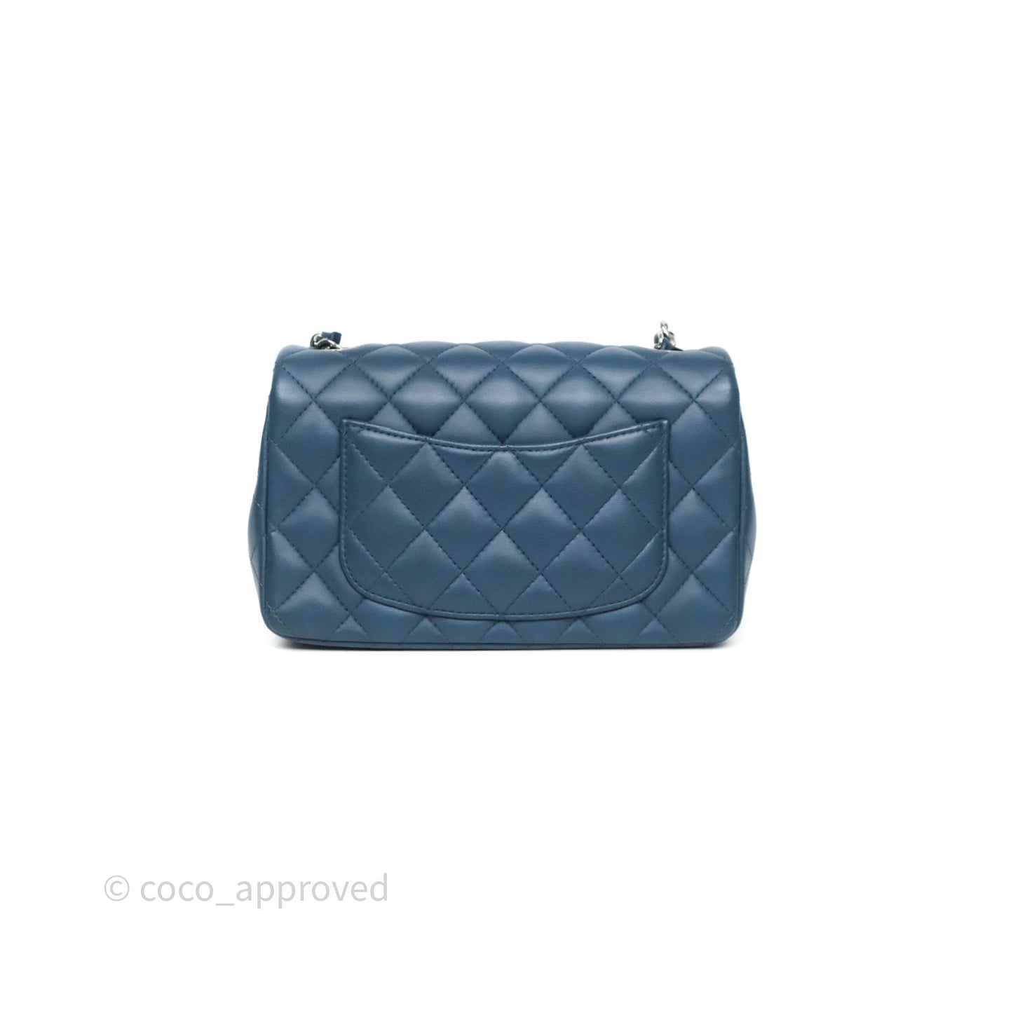 Chanel Quilted Mini Rectangular Navy Lambskin Silver Hardware