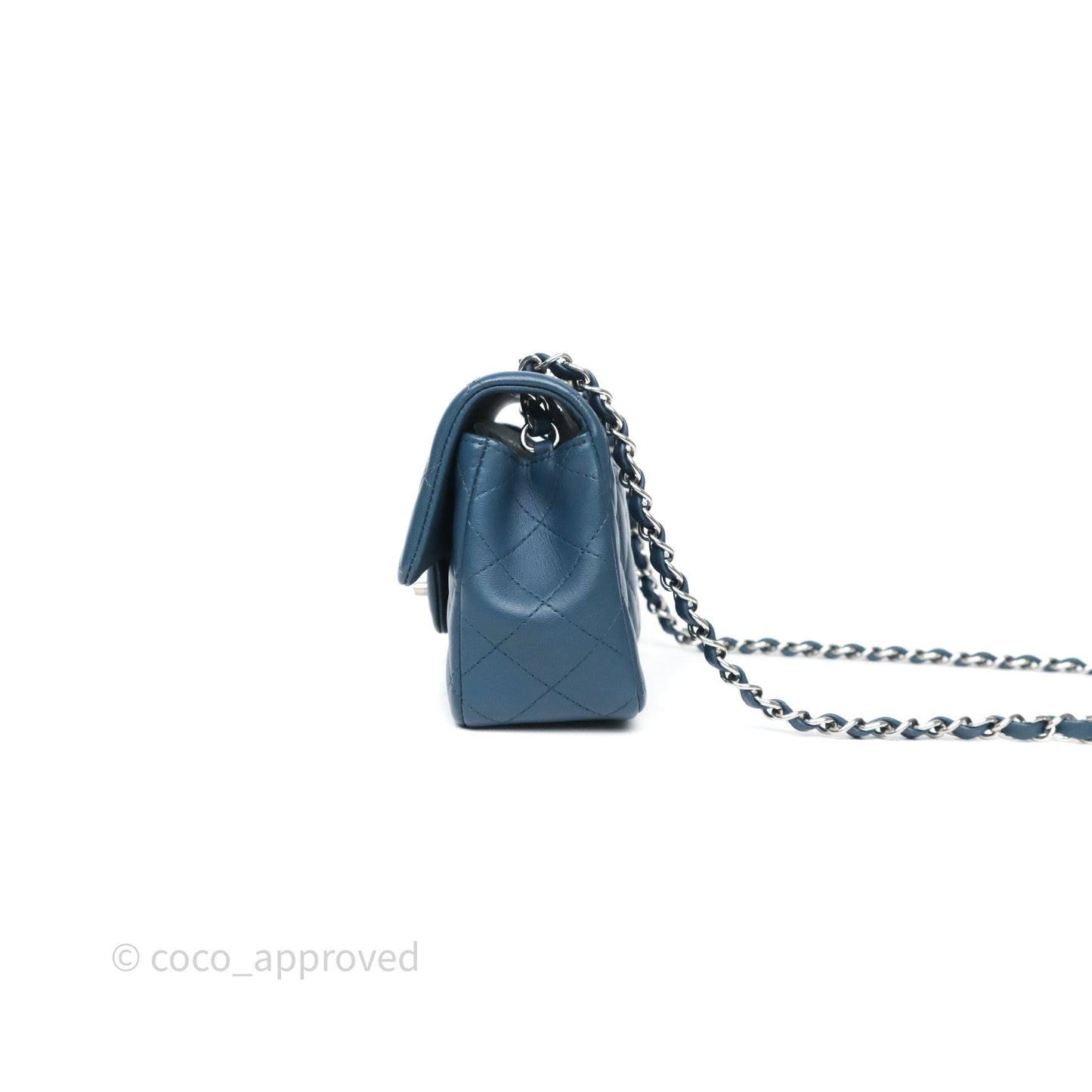 Chanel Quilted Mini Rectangular Navy Lambskin Silver Hardware