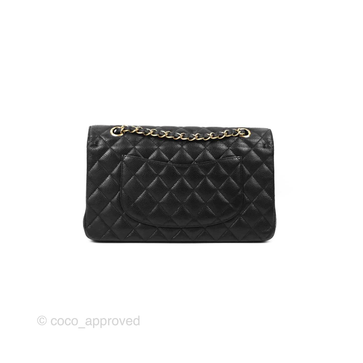 Chanel Classic M/L Medium Flap Quilted Black Caviar Gold Hardware