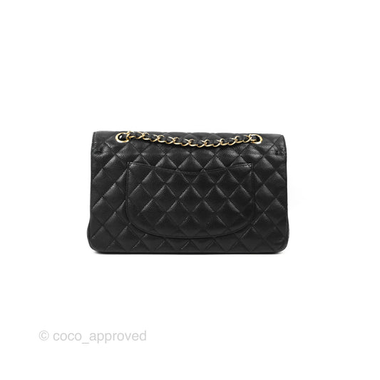 Chanel Classic M/L Medium Flap Quilted Black Caviar Gold Hardware