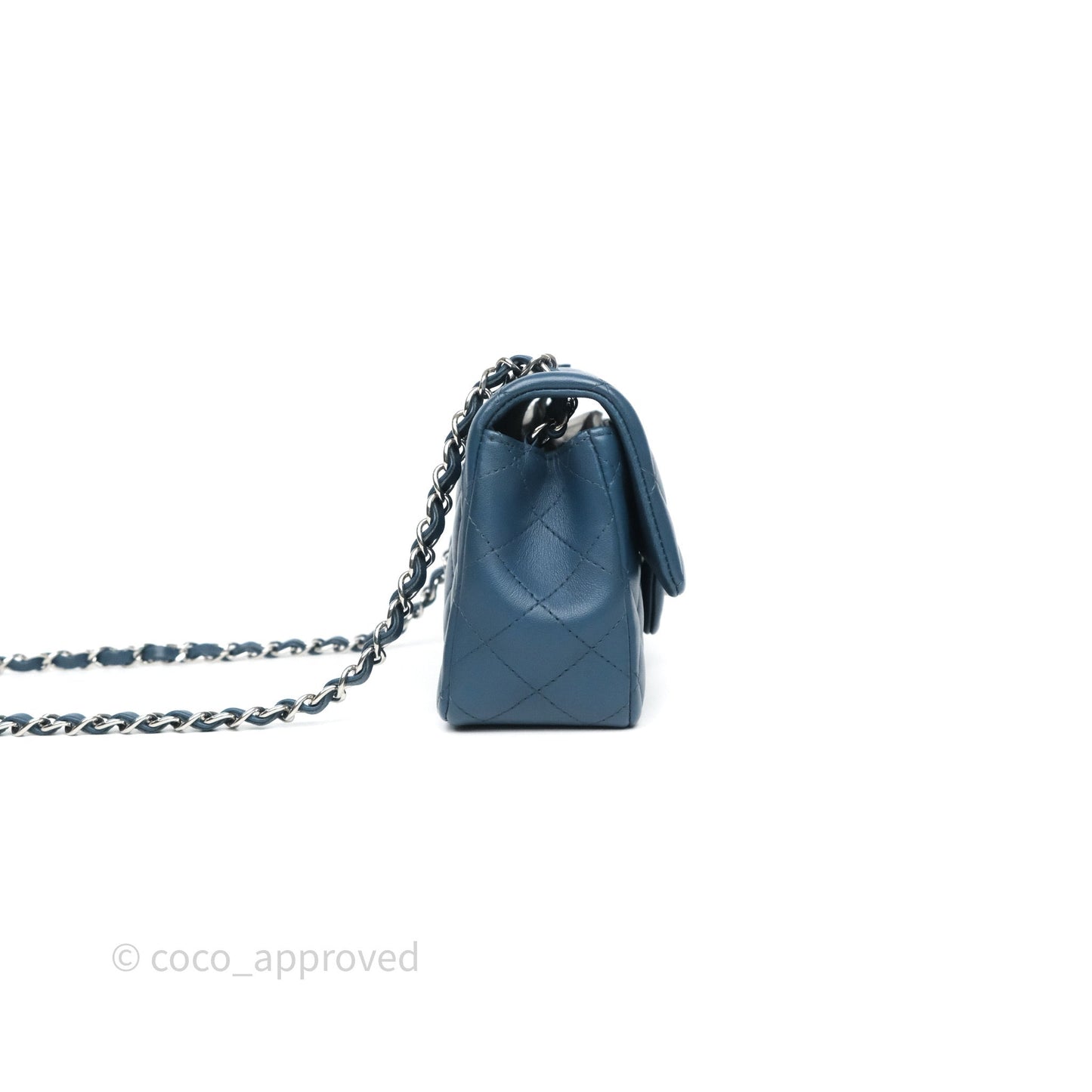 Chanel Quilted Mini Rectangular Navy Lambskin Silver Hardware