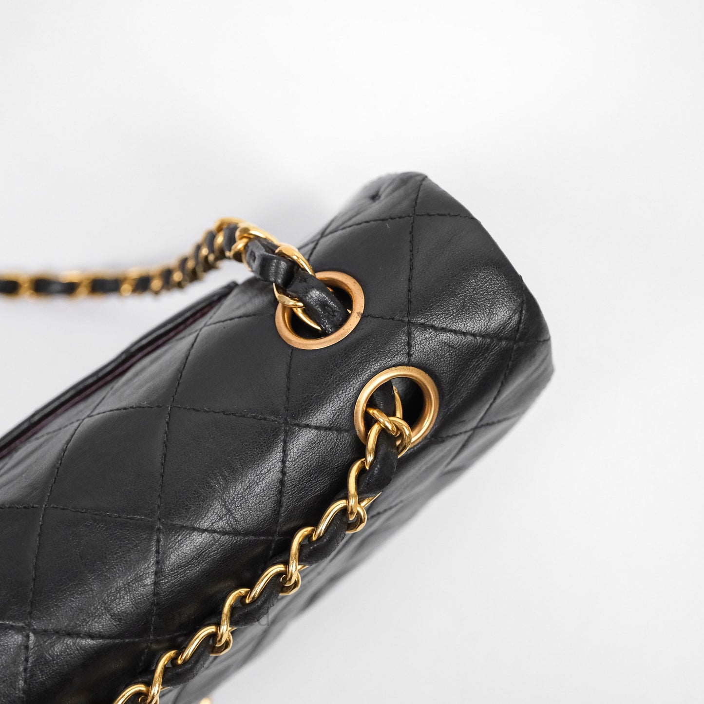 Chanel Classic Vintage Double Flap M/L Black Lambskin Gold Hardware