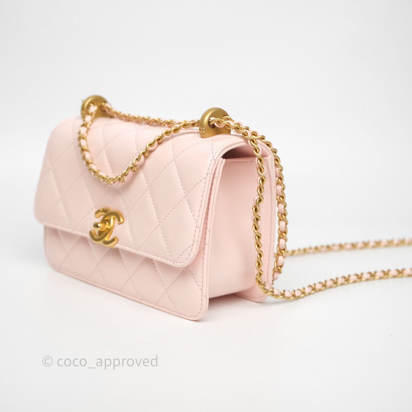 Chanel Quilted Mini Perfect Fit Adjustable Pink Calfskin Gold Hardware
