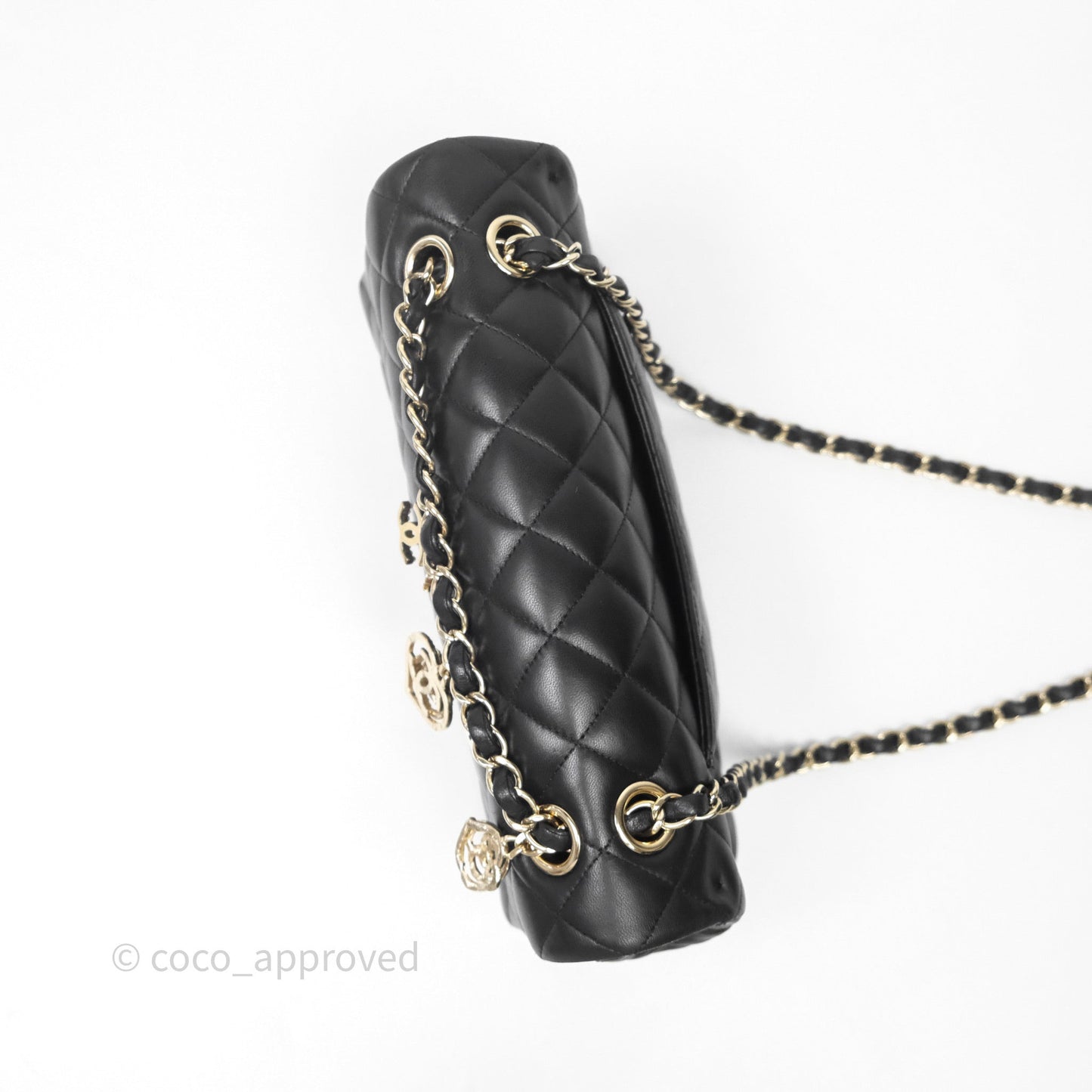 Chanel Classic M/L Medium Flap Bag Valentine Limited Edition Black Lambskin Gold Hardware
