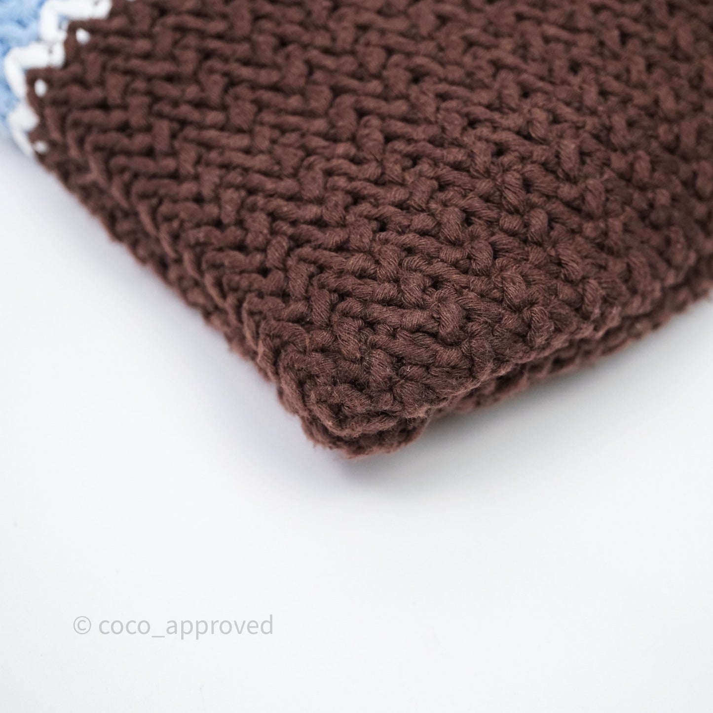 Miu Miu Raffia-Effect Woven Crochet Tote Bag Brown