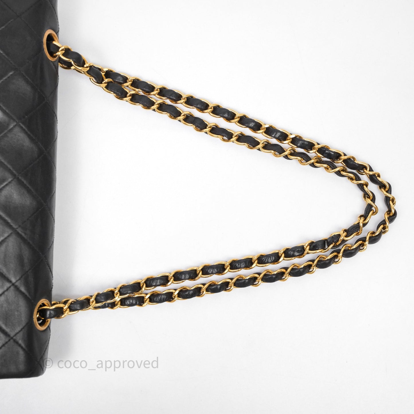 Chanel Classic Vintage Double Flap M/L Black Lambskin Gold Hardware