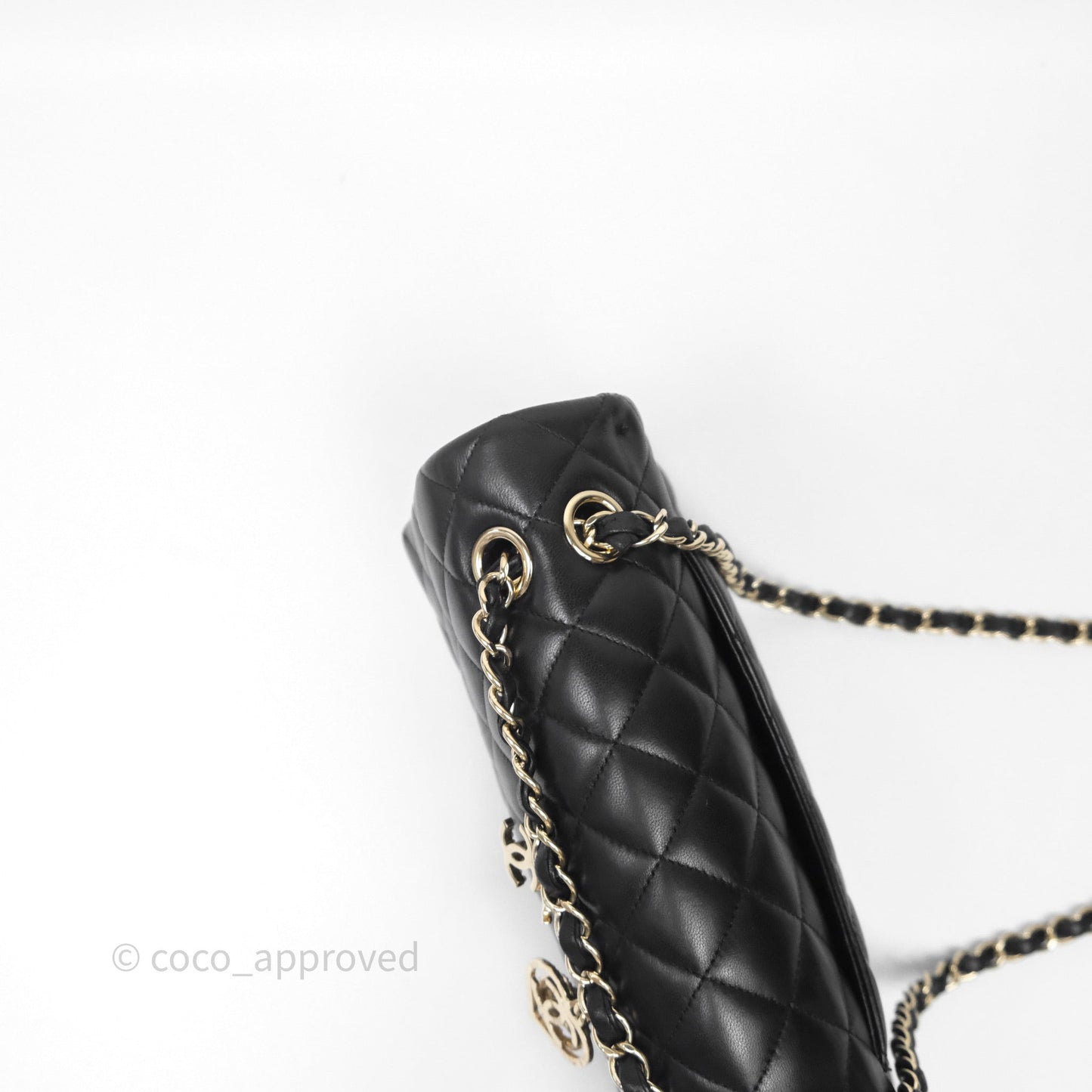 Chanel Classic M/L Medium Flap Bag Valentine Limited Edition Black Lambskin Gold Hardware