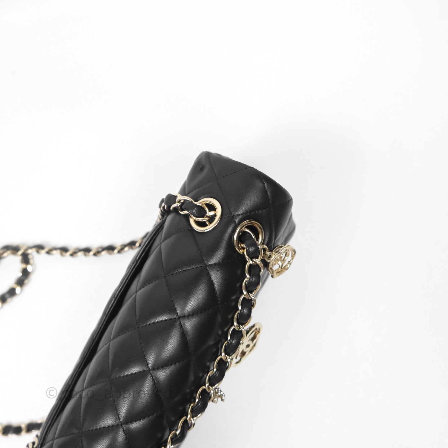 Chanel Classic M/L Medium Flap Bag Valentine Limited Edition Black Lambskin Gold Hardware
