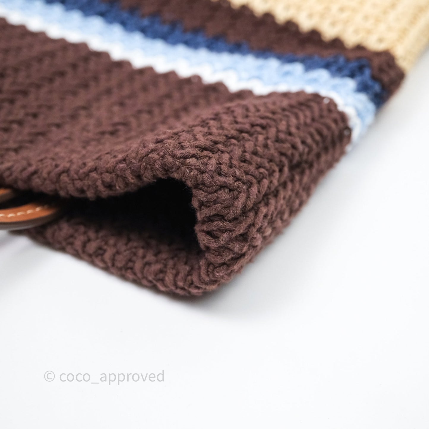 Miu Miu Raffia-Effect Woven Crochet Tote Bag Brown