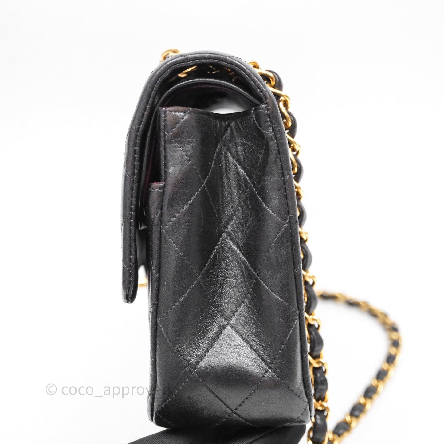 Chanel Classic Vintage Double Flap M/L Black Lambskin Gold Hardware