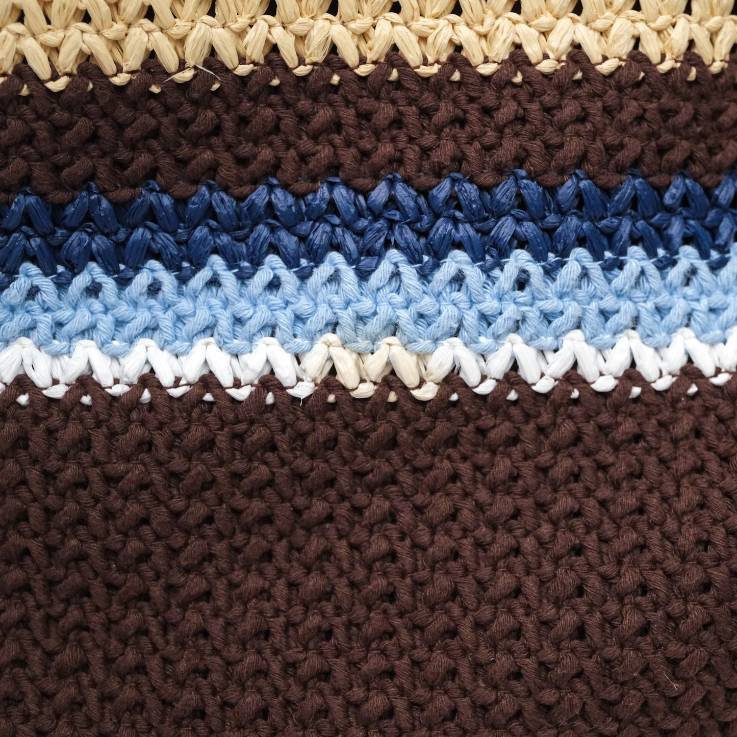 Miu Miu Raffia-Effect Woven Crochet Tote Bag Brown