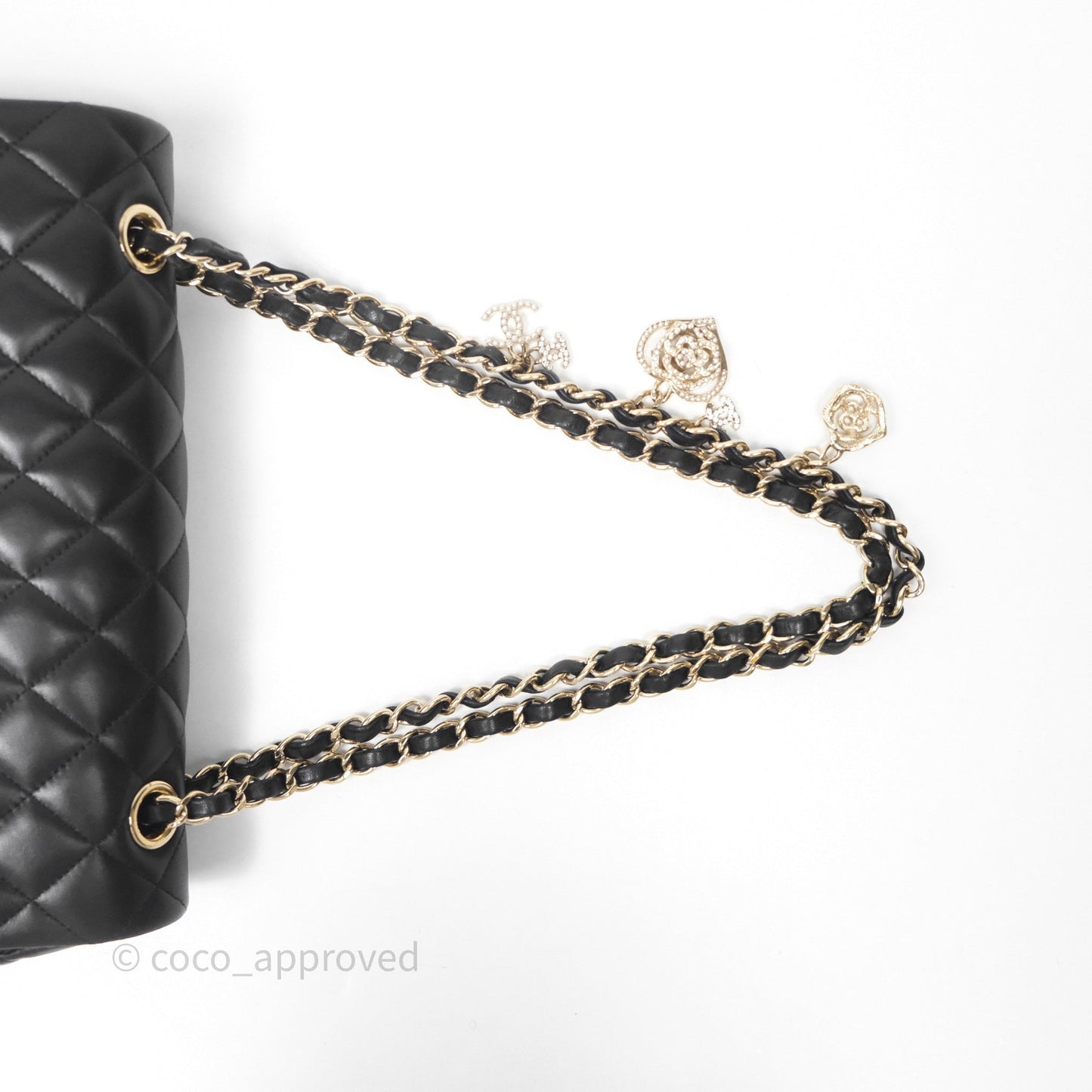 Chanel Classic M/L Medium Flap Bag Valentine Limited Edition Black Lambskin Gold Hardware