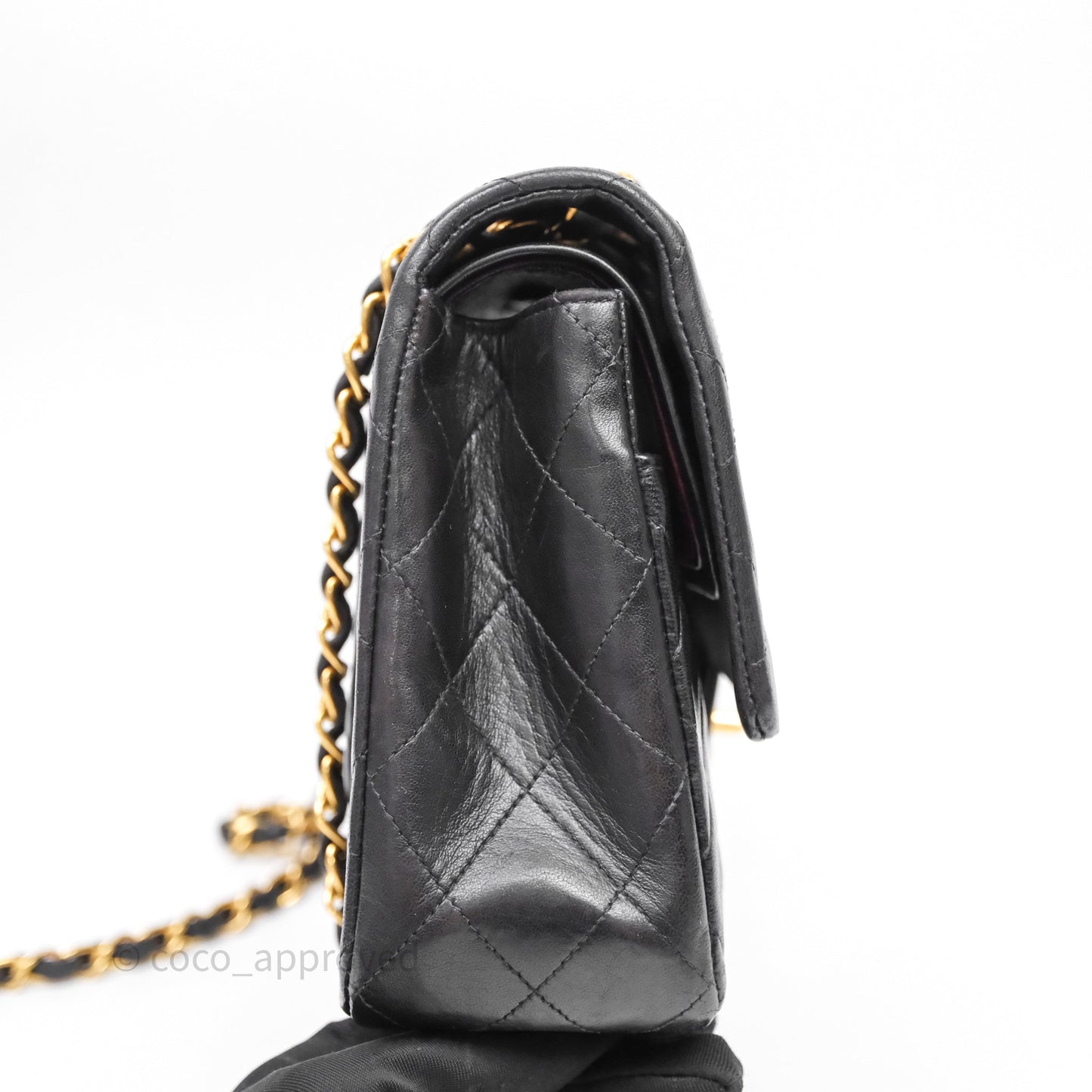 Chanel Classic Vintage Double Flap M/L Black Lambskin Gold Hardware