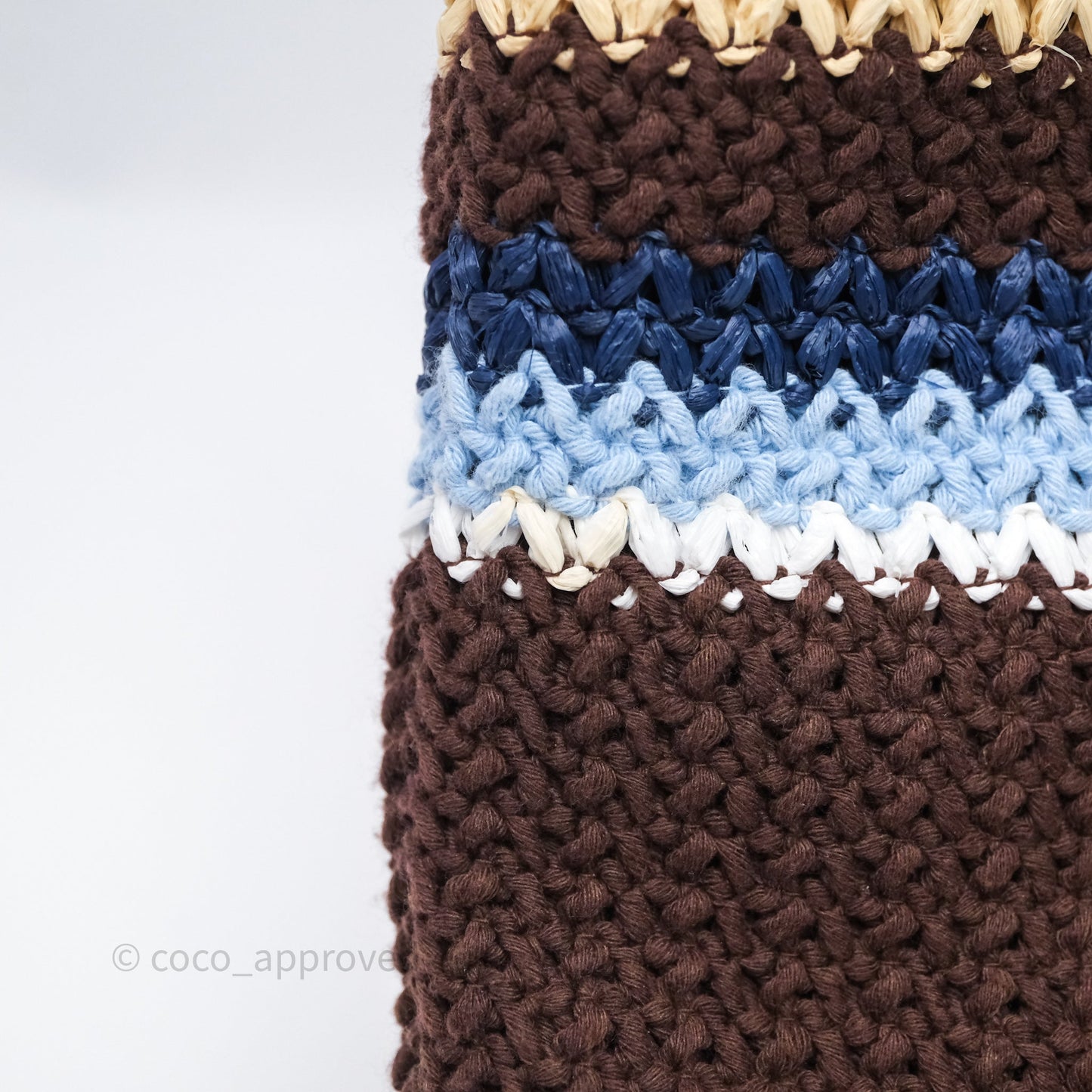 Miu Miu Raffia-Effect Woven Crochet Tote Bag Brown