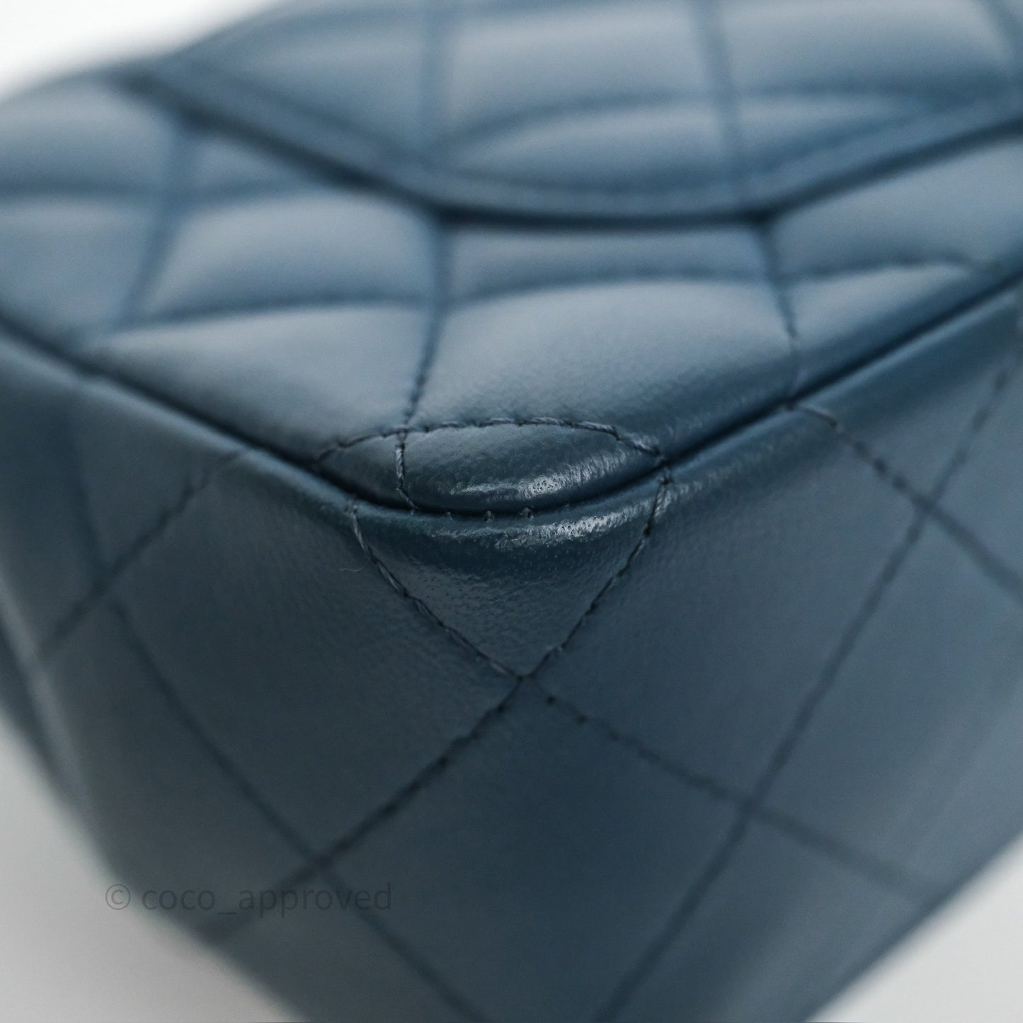 Chanel Quilted Mini Rectangular Navy Lambskin Silver Hardware
