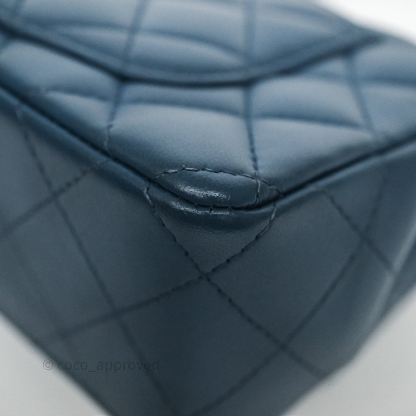 Chanel Quilted Mini Rectangular Navy Lambskin Silver Hardware