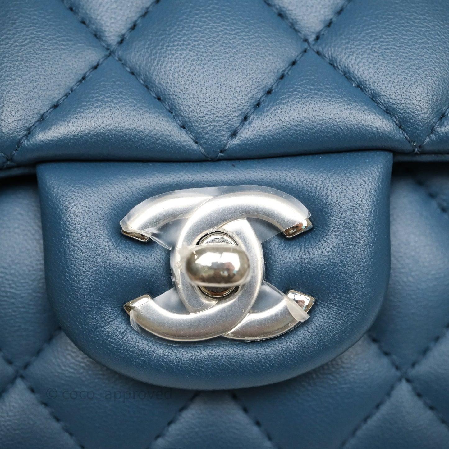 Chanel Quilted Mini Rectangular Navy Lambskin Silver Hardware