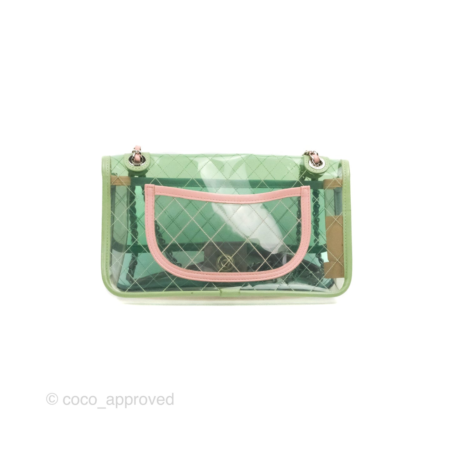 Chanel Coco Splash PVC Medium Flap Bag Blue/Green/Pink Silver Hardware