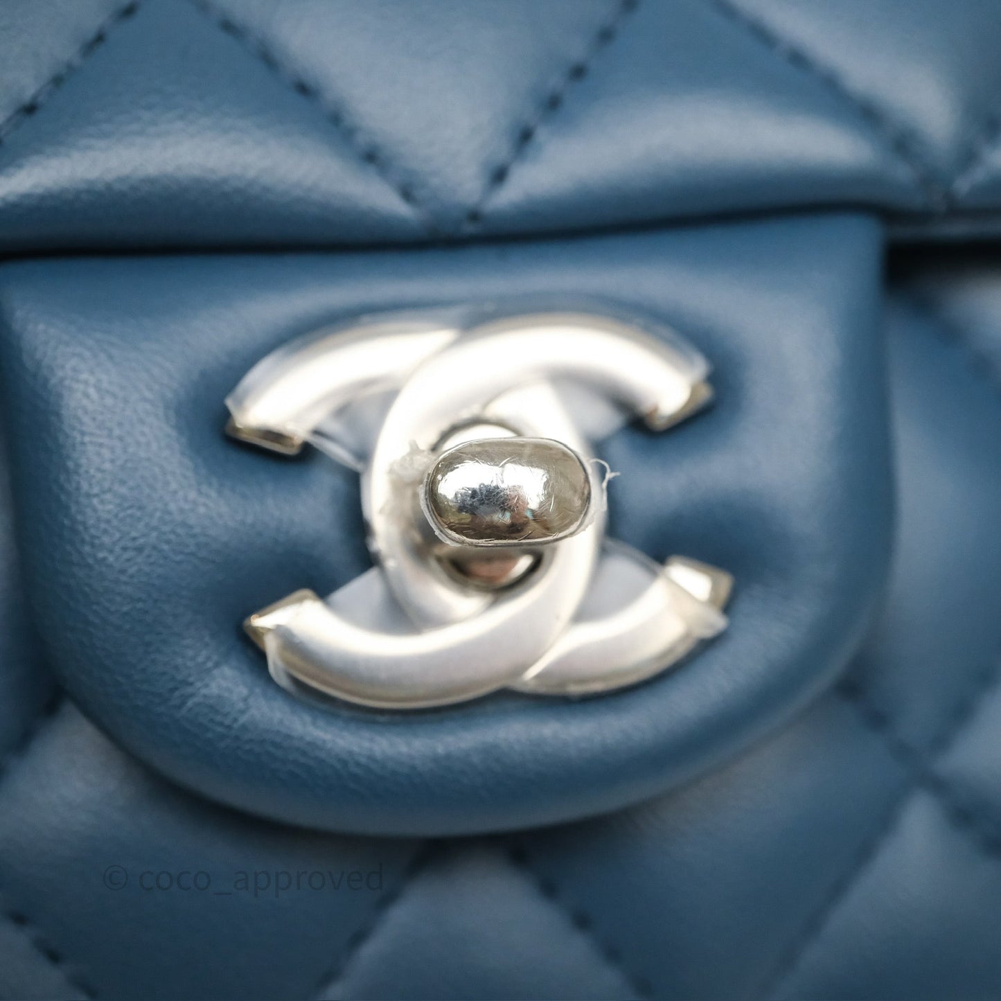 Chanel Quilted Mini Rectangular Navy Lambskin Silver Hardware