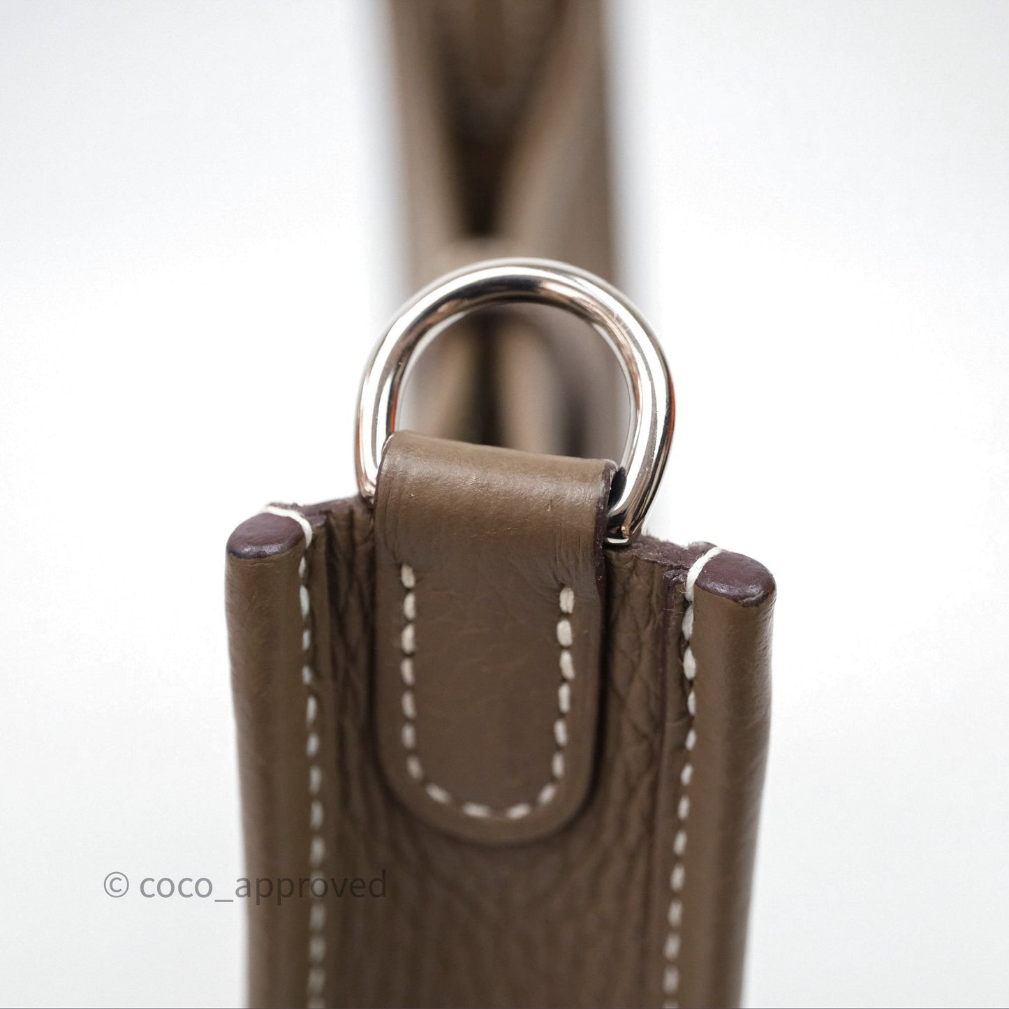 Hermès Mini Evelyne 16 Etoupe 18 Clemence Palladium Hardware with Bleu Indigo Strap