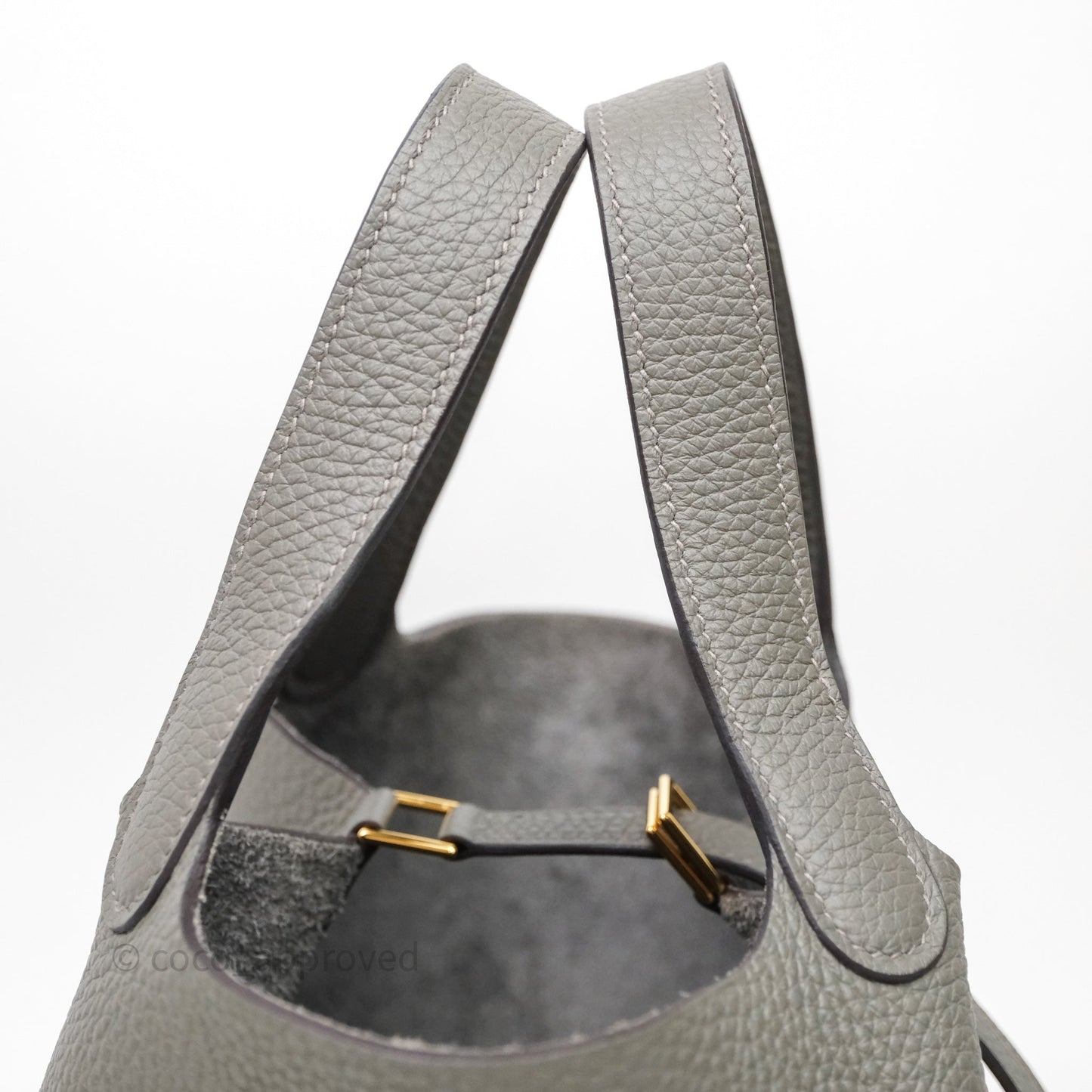 Hermès Picotin Lock 18 Gris Meyer 0L Clemence Gold Hardware