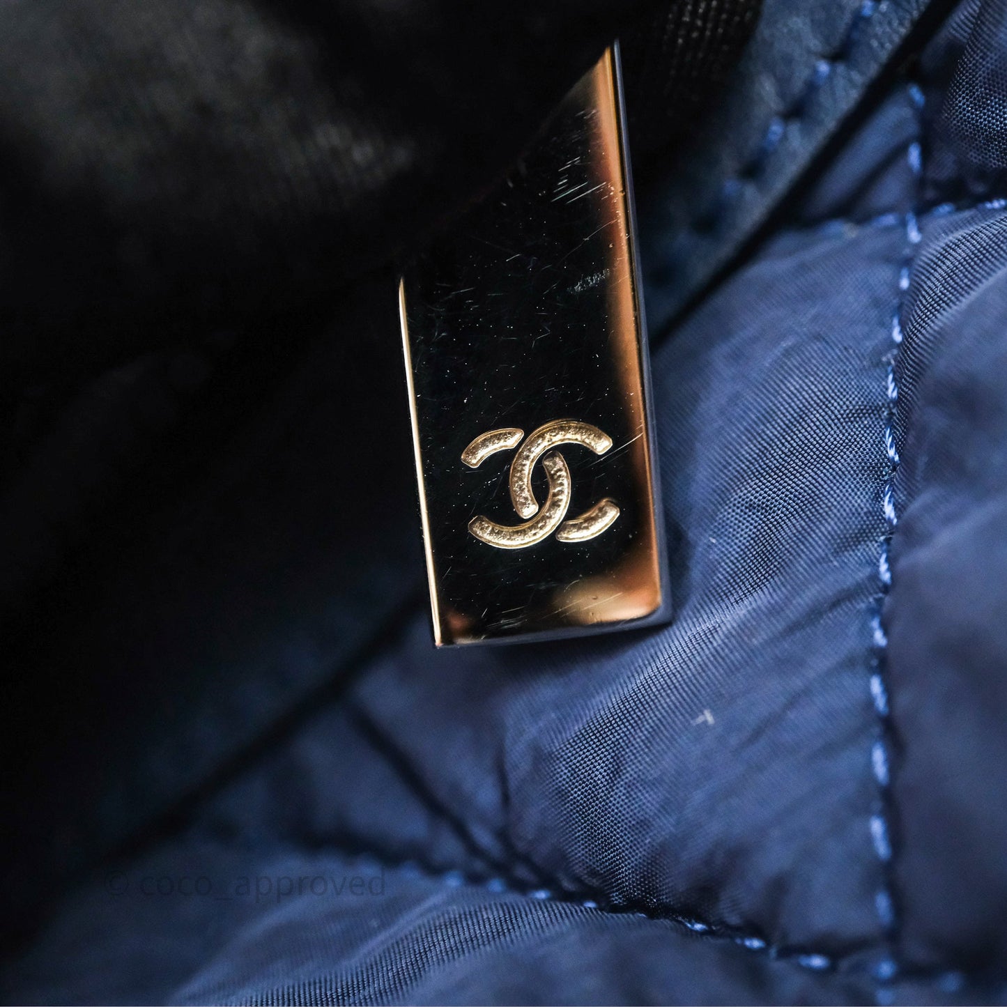 Chanel Coco Cocoon Tote Bag Navy Nylon Sliver Hardware