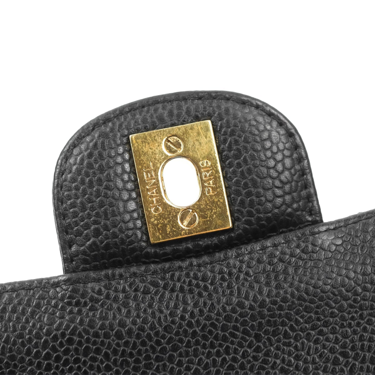 Chanel Classic M/L Medium Flap Quilted Black Caviar Gold Hardware