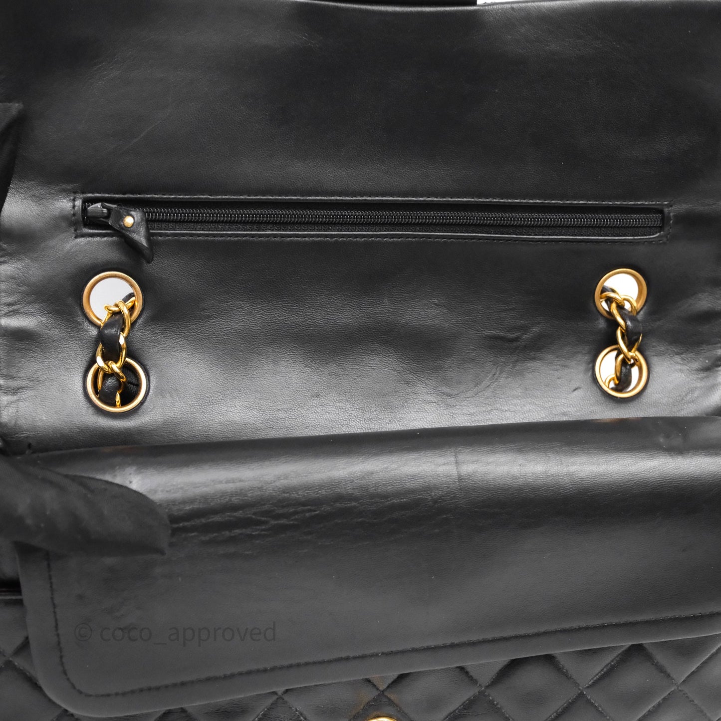 Chanel Classic Vintage Double Flap M/L Black Lambskin Gold Hardware