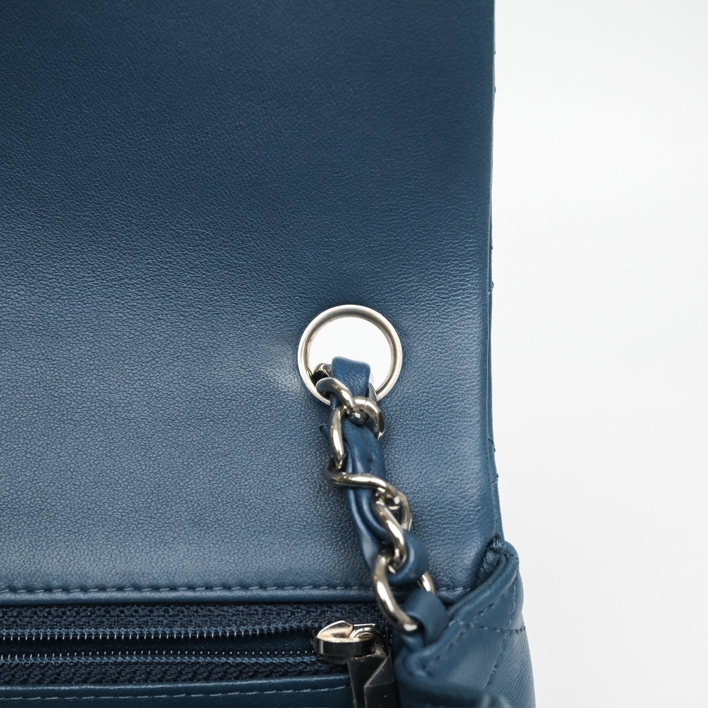 Chanel Quilted Mini Rectangular Navy Lambskin Silver Hardware