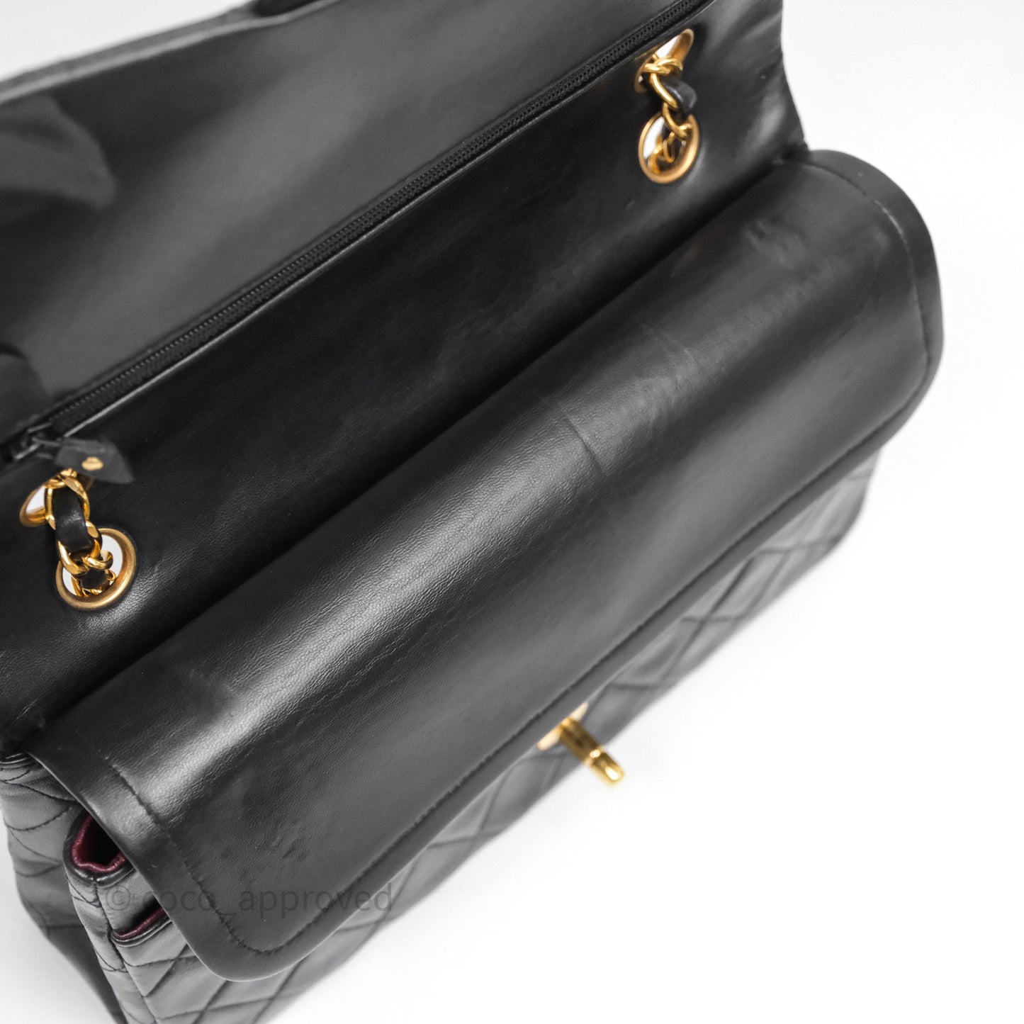 Chanel Classic Vintage Double Flap M/L Black Lambskin Gold Hardware