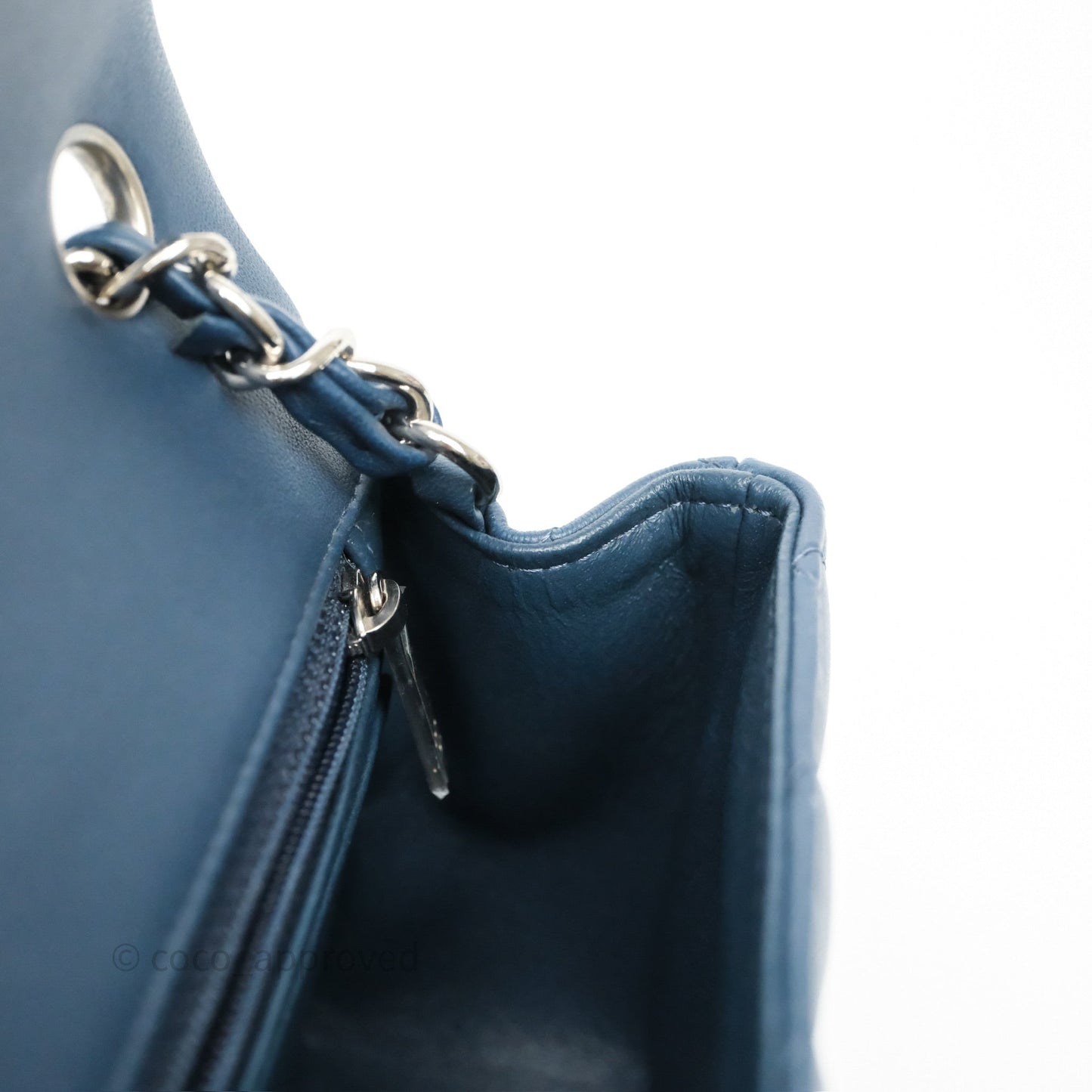 Chanel Quilted Mini Rectangular Navy Lambskin Silver Hardware