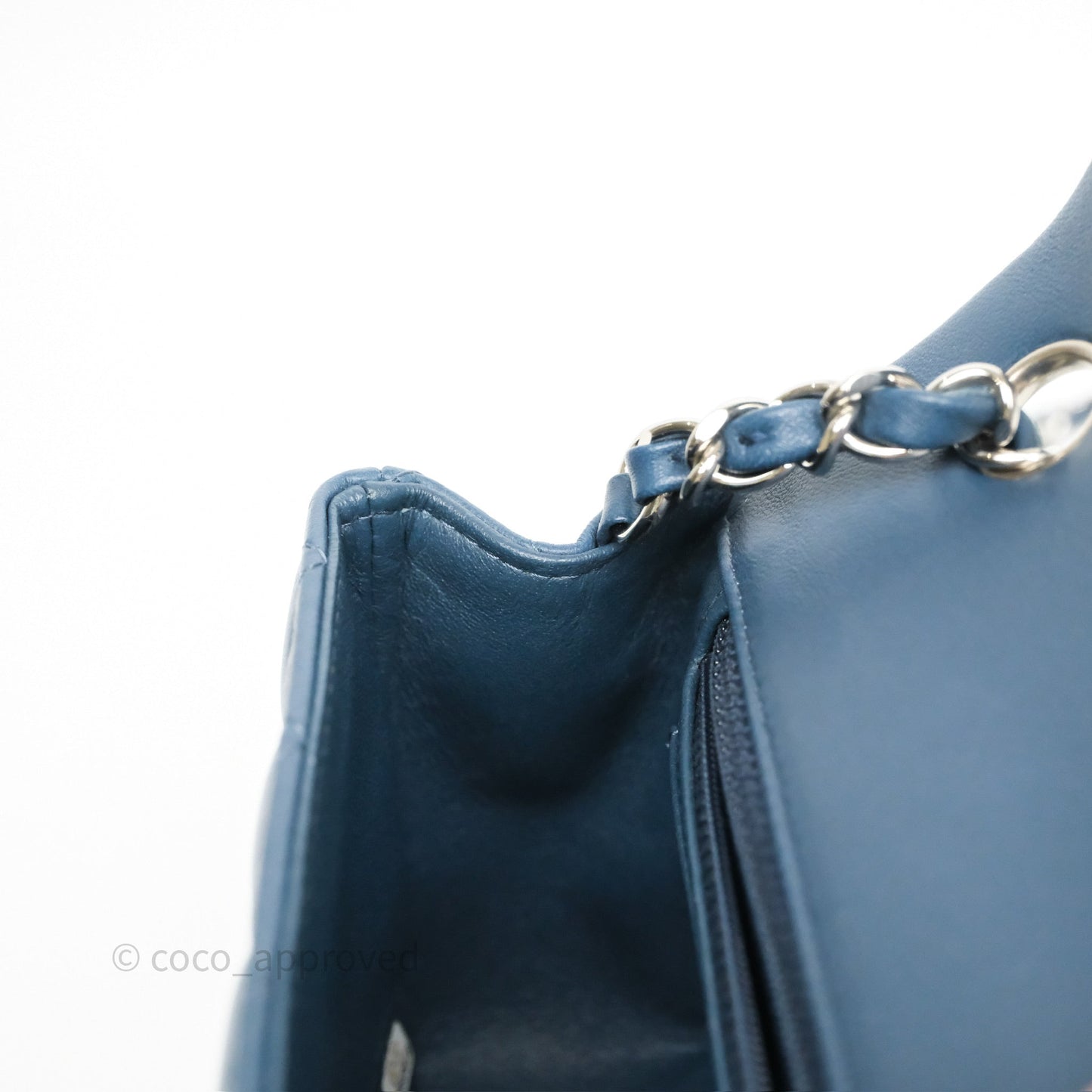 Chanel Quilted Mini Rectangular Navy Lambskin Silver Hardware