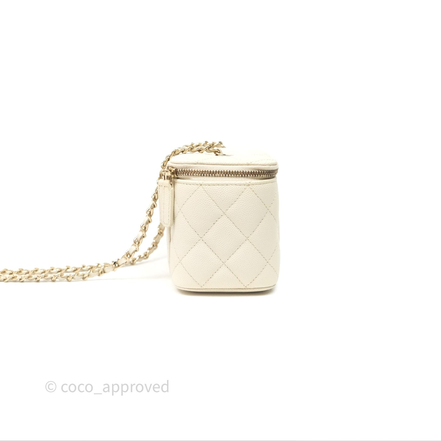 Chanel Vanity with Chain Ivory Cream Caviar Gold Hardware