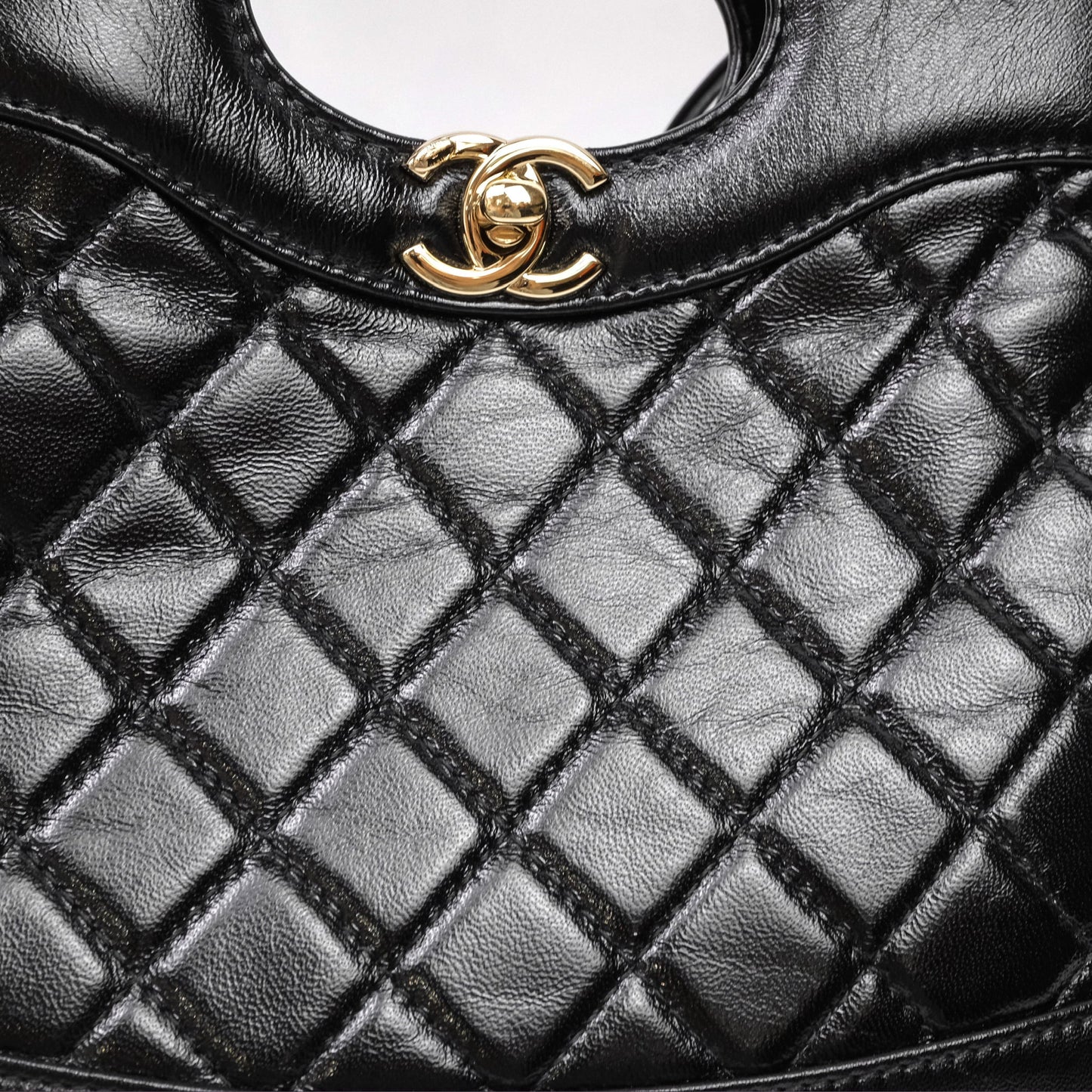 Chanel 31 Small Shopping Bag Shiny Lambskin Black Gold Hardware