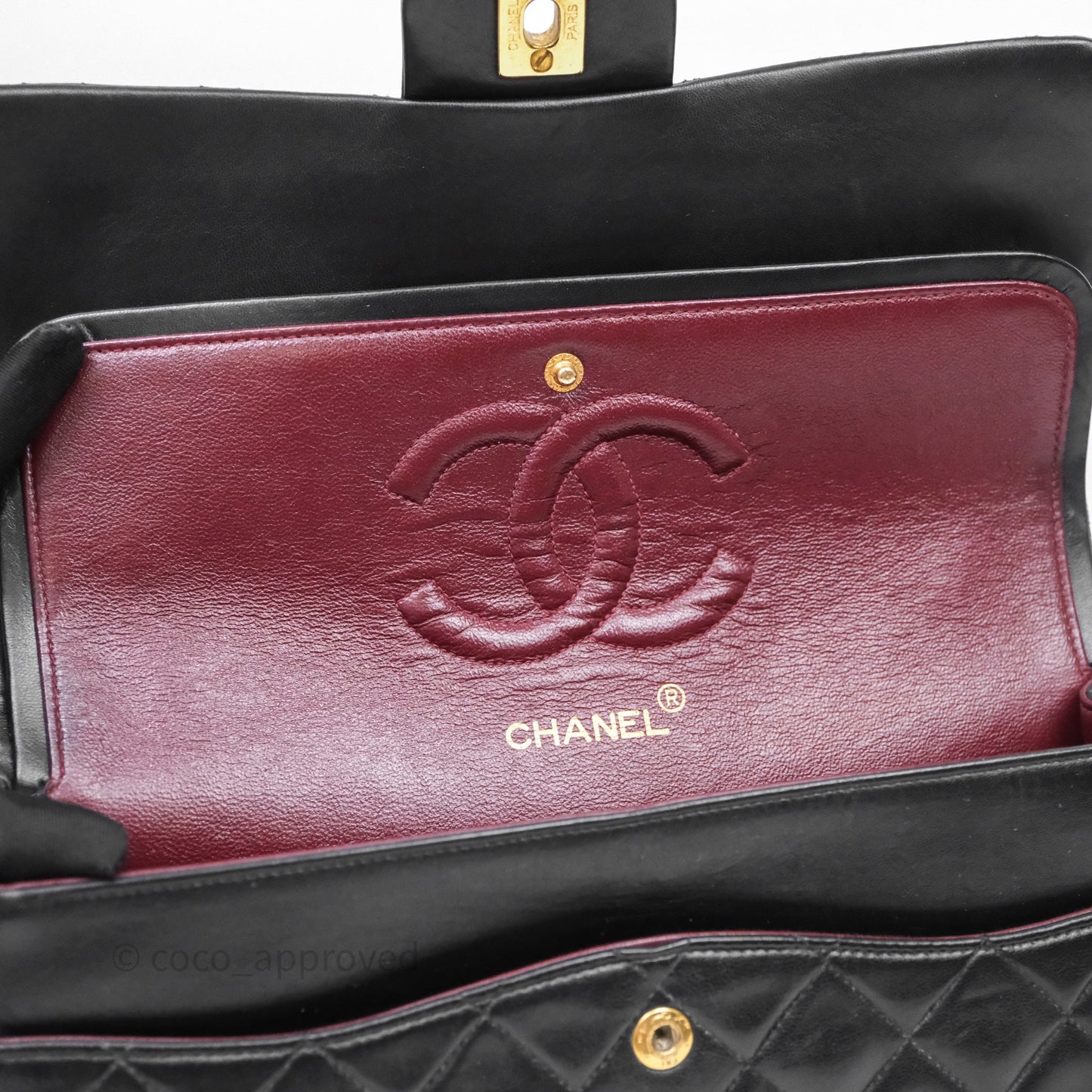 Chanel Classic Vintage Double Flap M/L Black Lambskin Gold Hardware