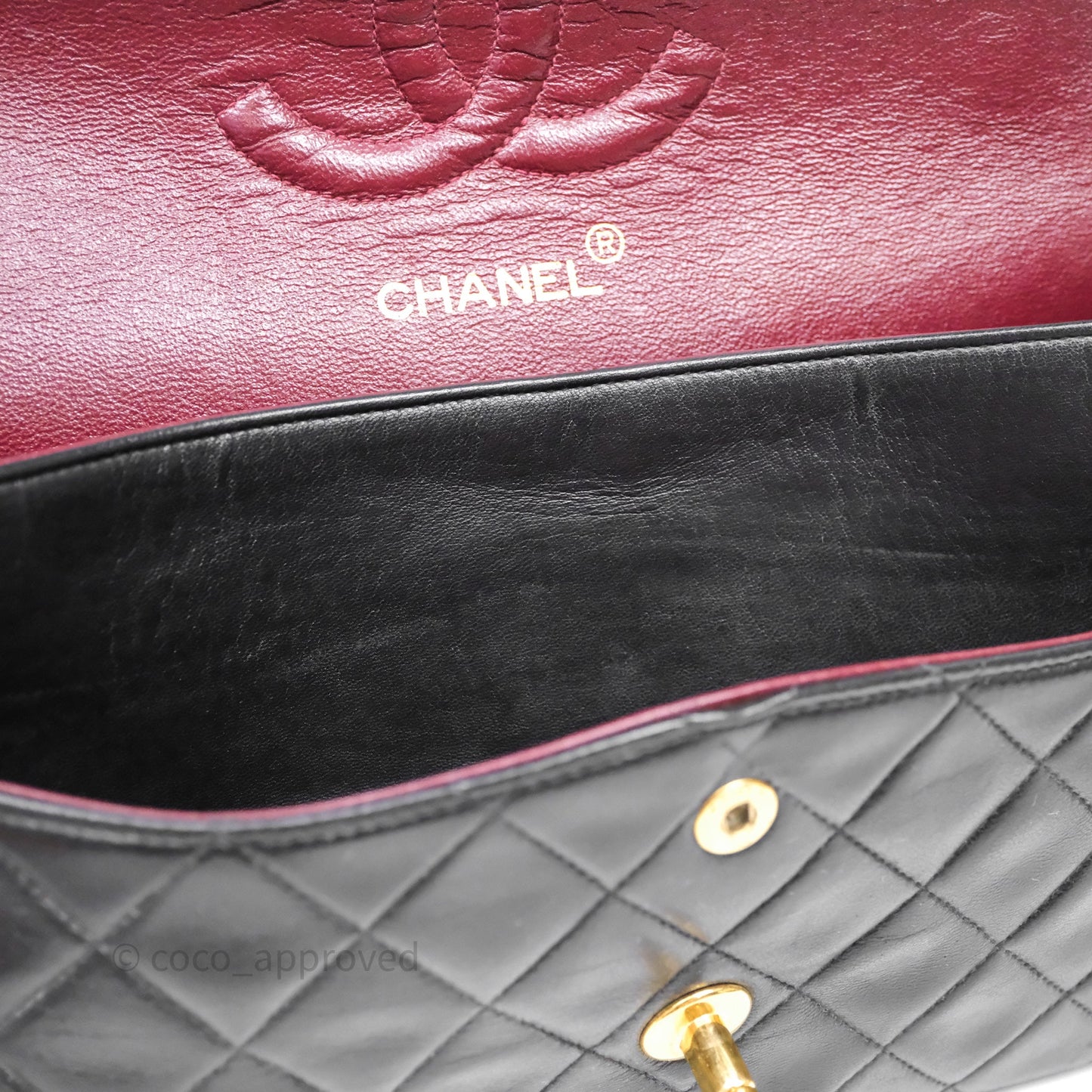 Chanel Classic Vintage Double Flap M/L Black Lambskin Gold Hardware