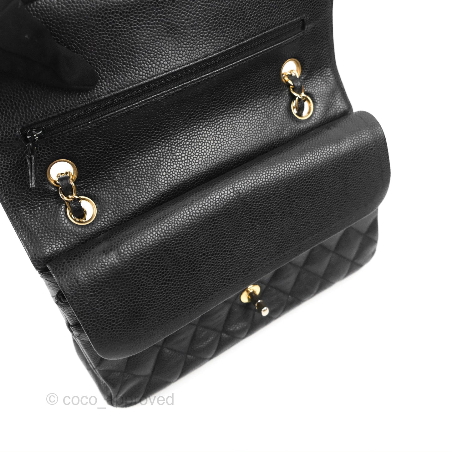 Chanel Classic M/L Medium Flap Quilted Black Caviar Gold Hardware