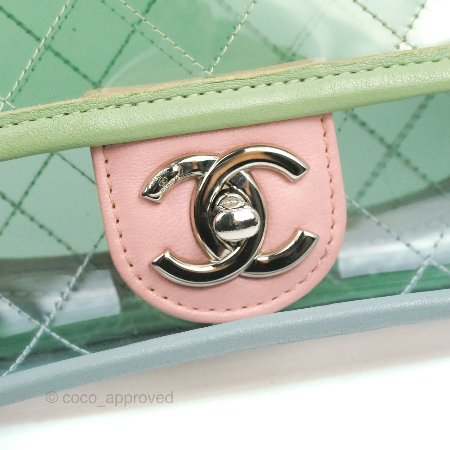 Chanel Coco Splash PVC Medium Flap Bag Blue/Green/Pink Silver Hardware