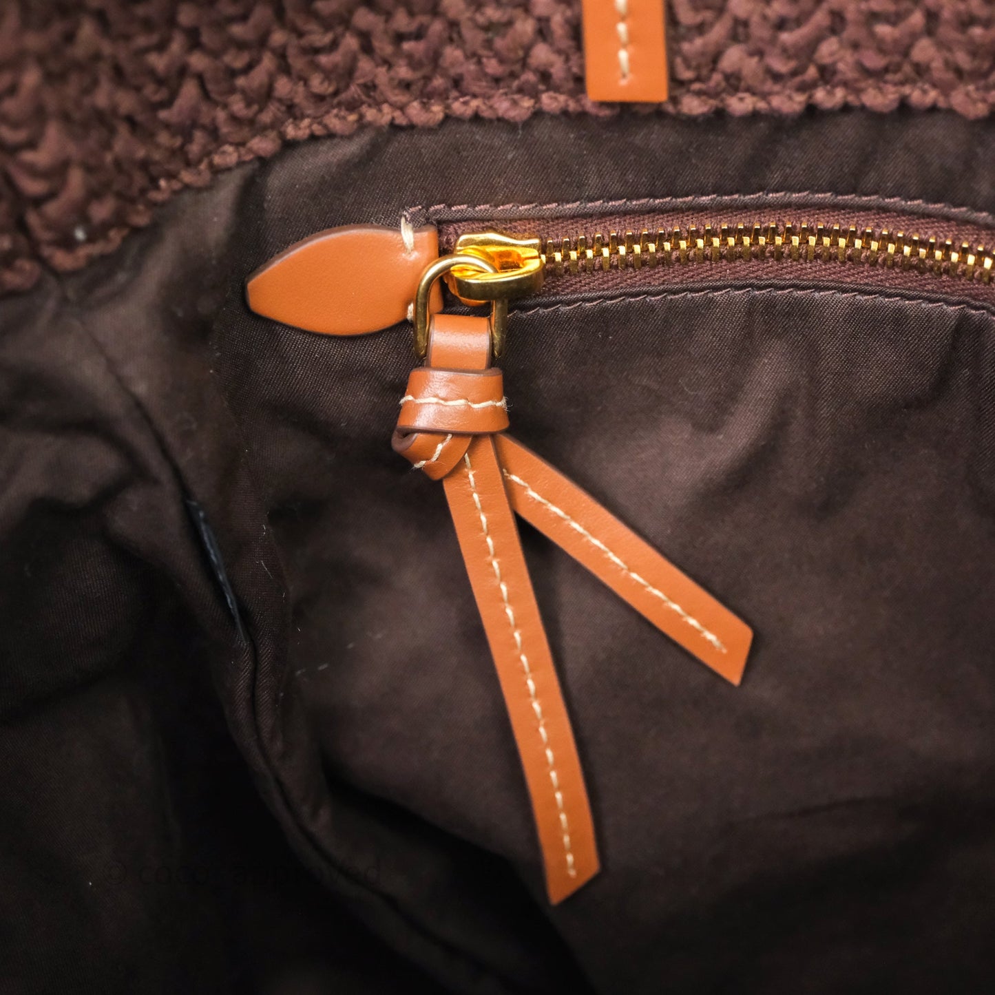 Miu Miu Raffia-Effect Woven Crochet Tote Bag Brown