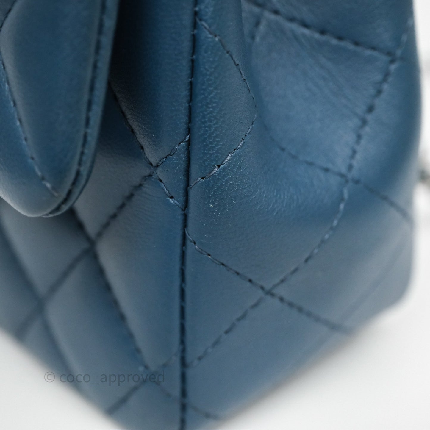 Chanel Quilted Mini Rectangular Navy Lambskin Silver Hardware