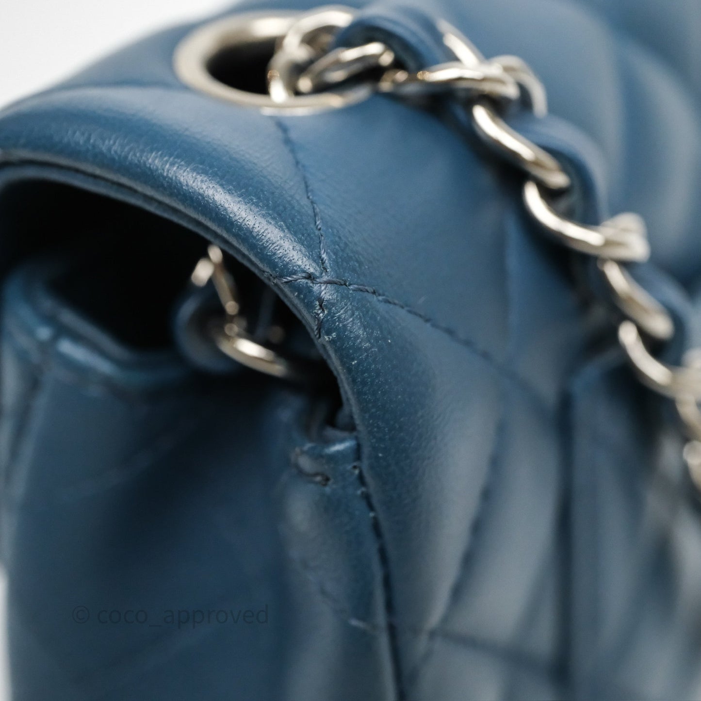 Chanel Quilted Mini Rectangular Navy Lambskin Silver Hardware