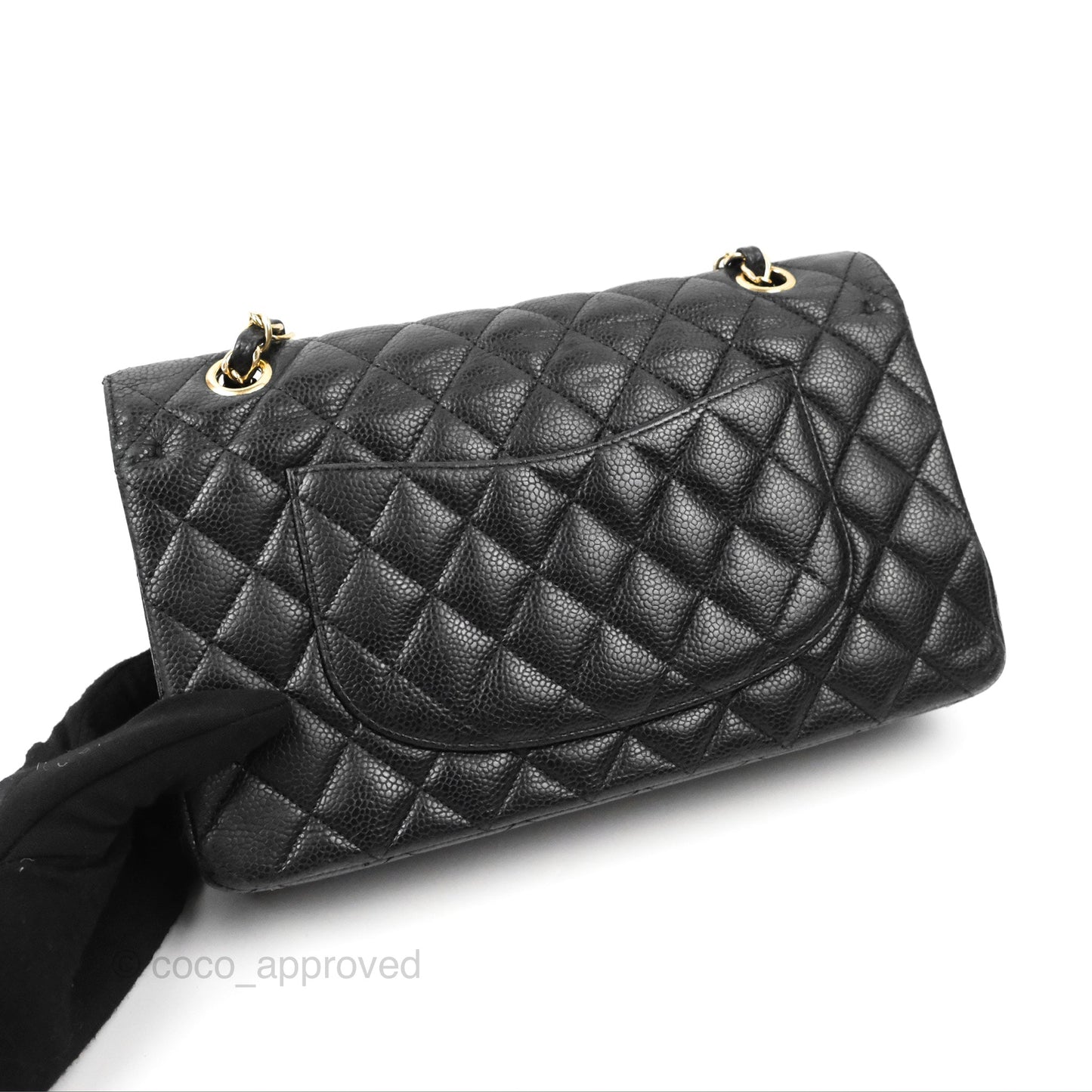 Chanel Classic M/L Medium Flap Quilted Black Caviar Gold Hardware