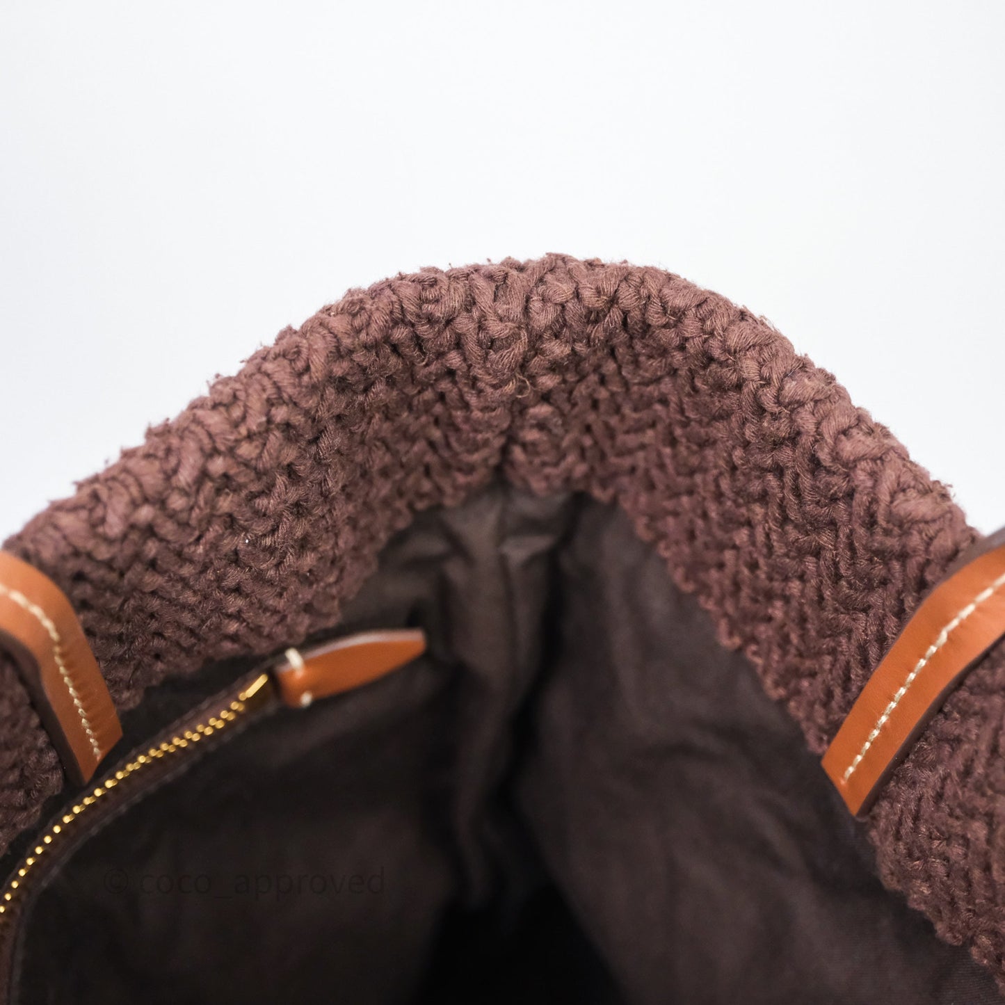 Miu Miu Raffia-Effect Woven Crochet Tote Bag Brown