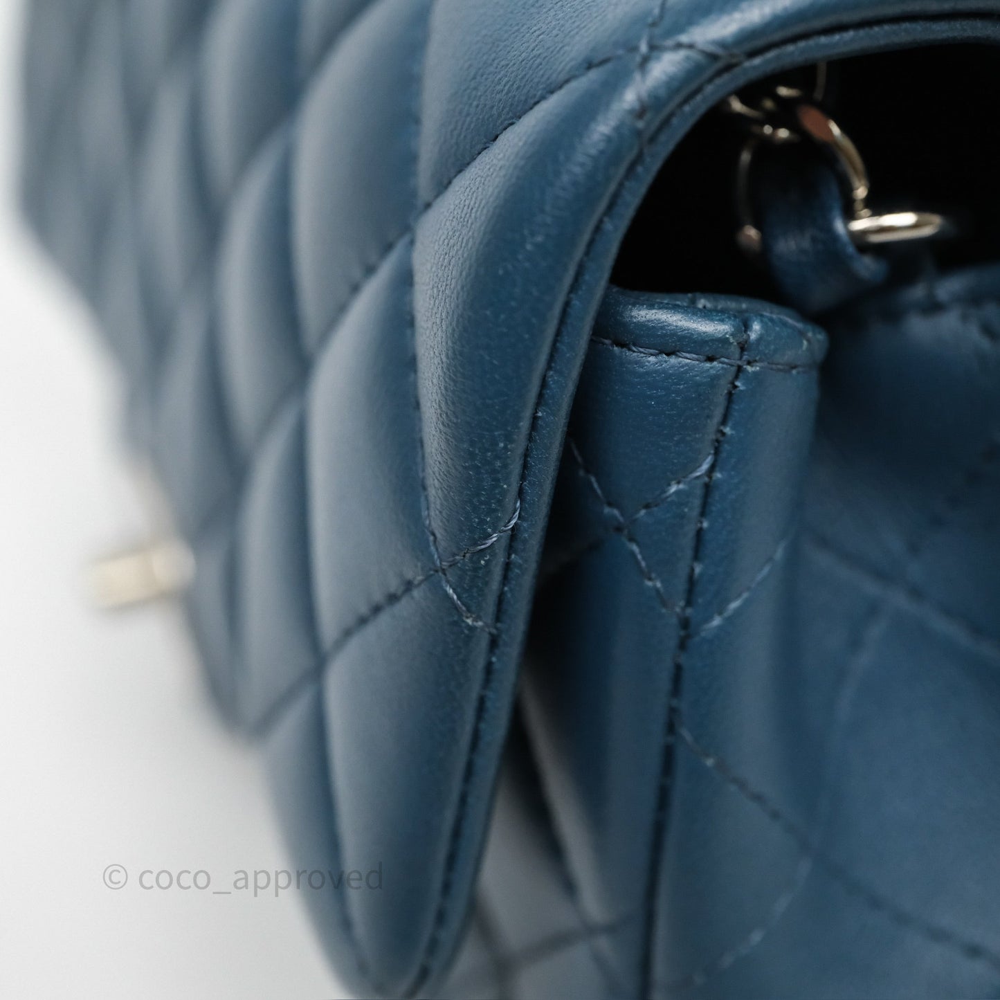 Chanel Quilted Mini Rectangular Navy Lambskin Silver Hardware