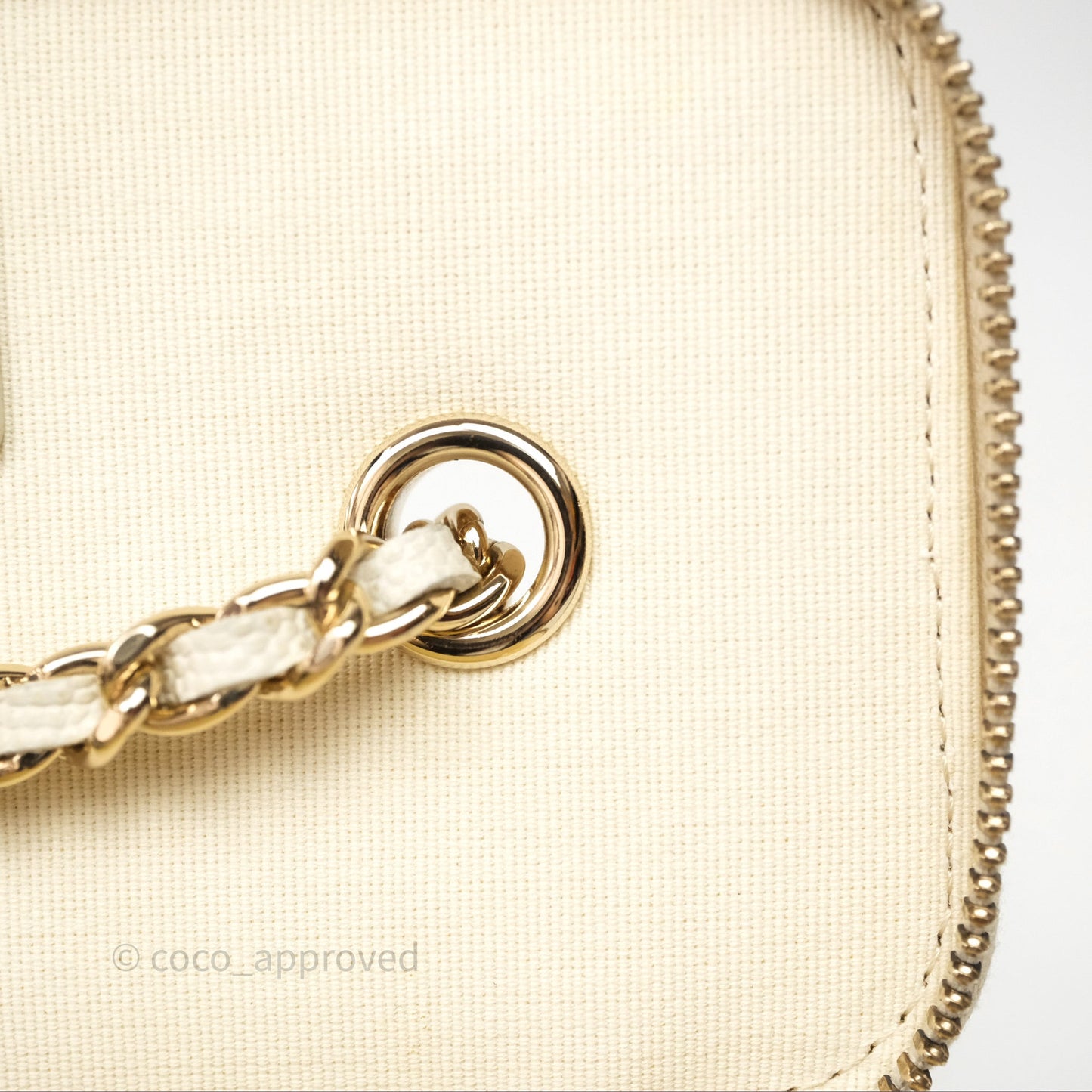Chanel Vanity with Chain Ivory Cream Caviar Gold Hardware