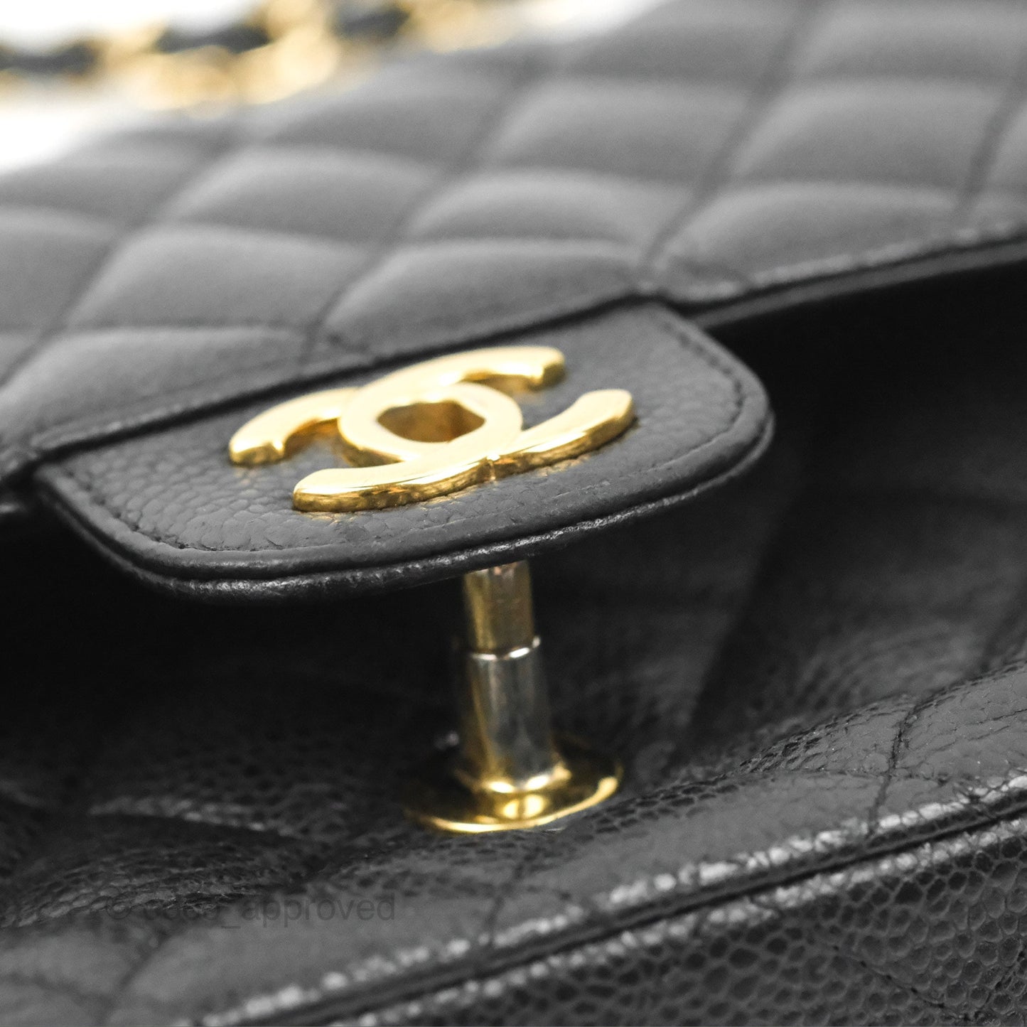Chanel Classic M/L Medium Flap Quilted Black Caviar Gold Hardware