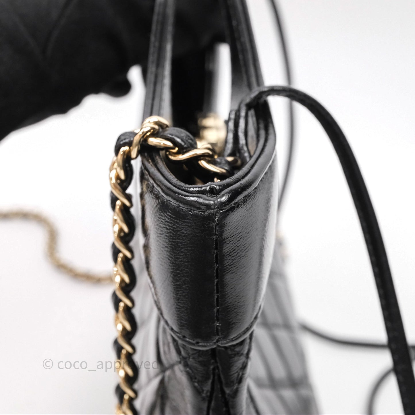 Chanel 31 Small Shopping Bag Shiny Lambskin Black Gold Hardware