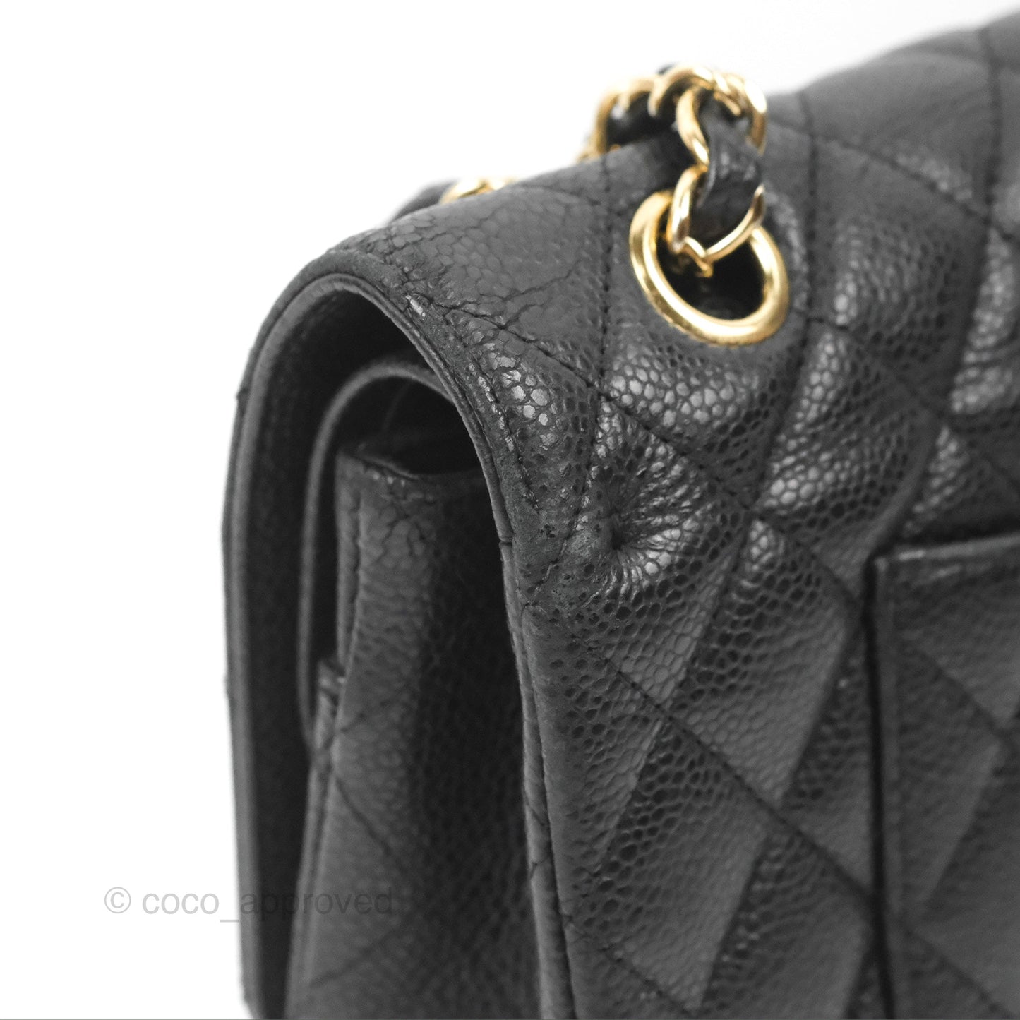 Chanel Classic M/L Medium Flap Quilted Black Caviar Gold Hardware