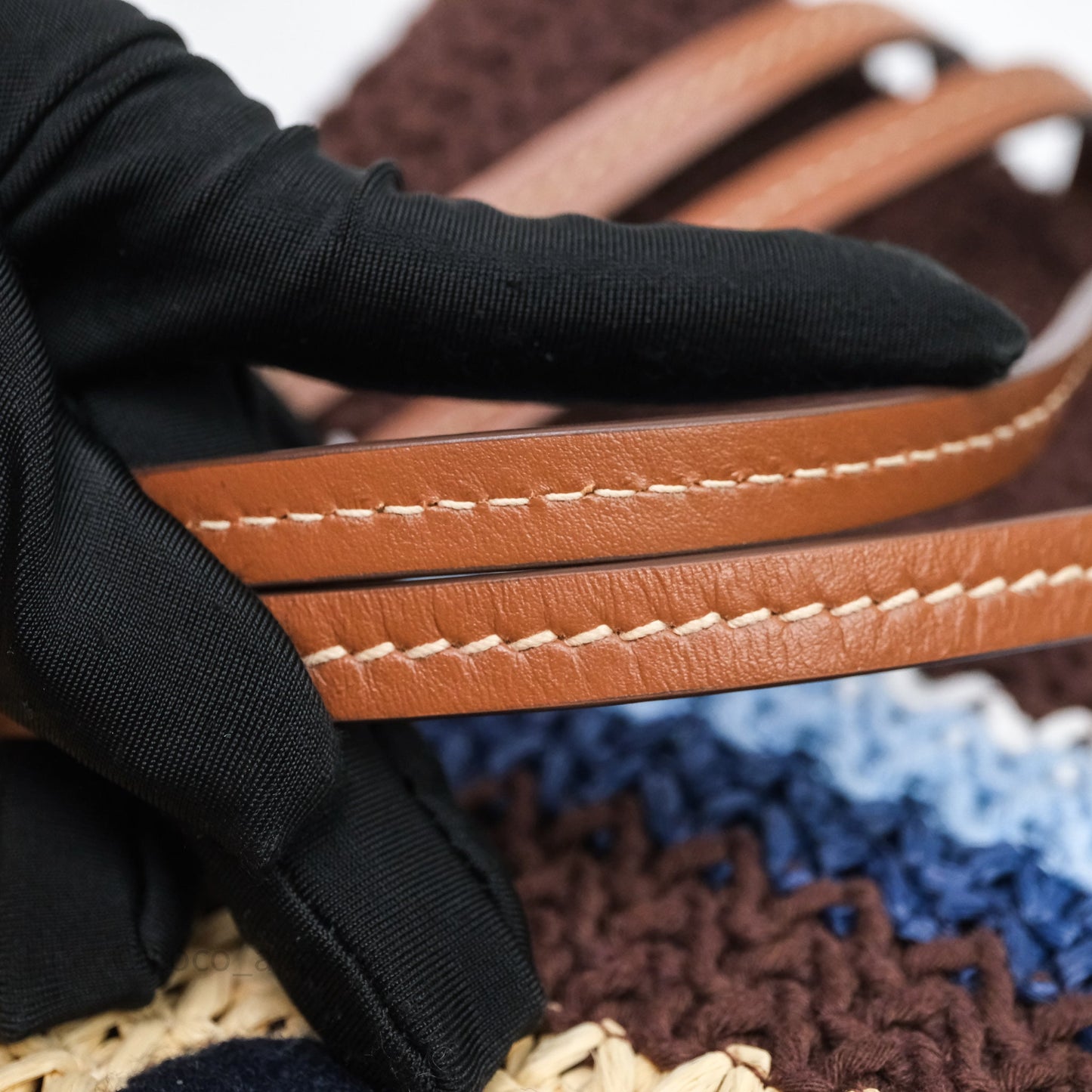 Miu Miu Raffia-Effect Woven Crochet Tote Bag Brown